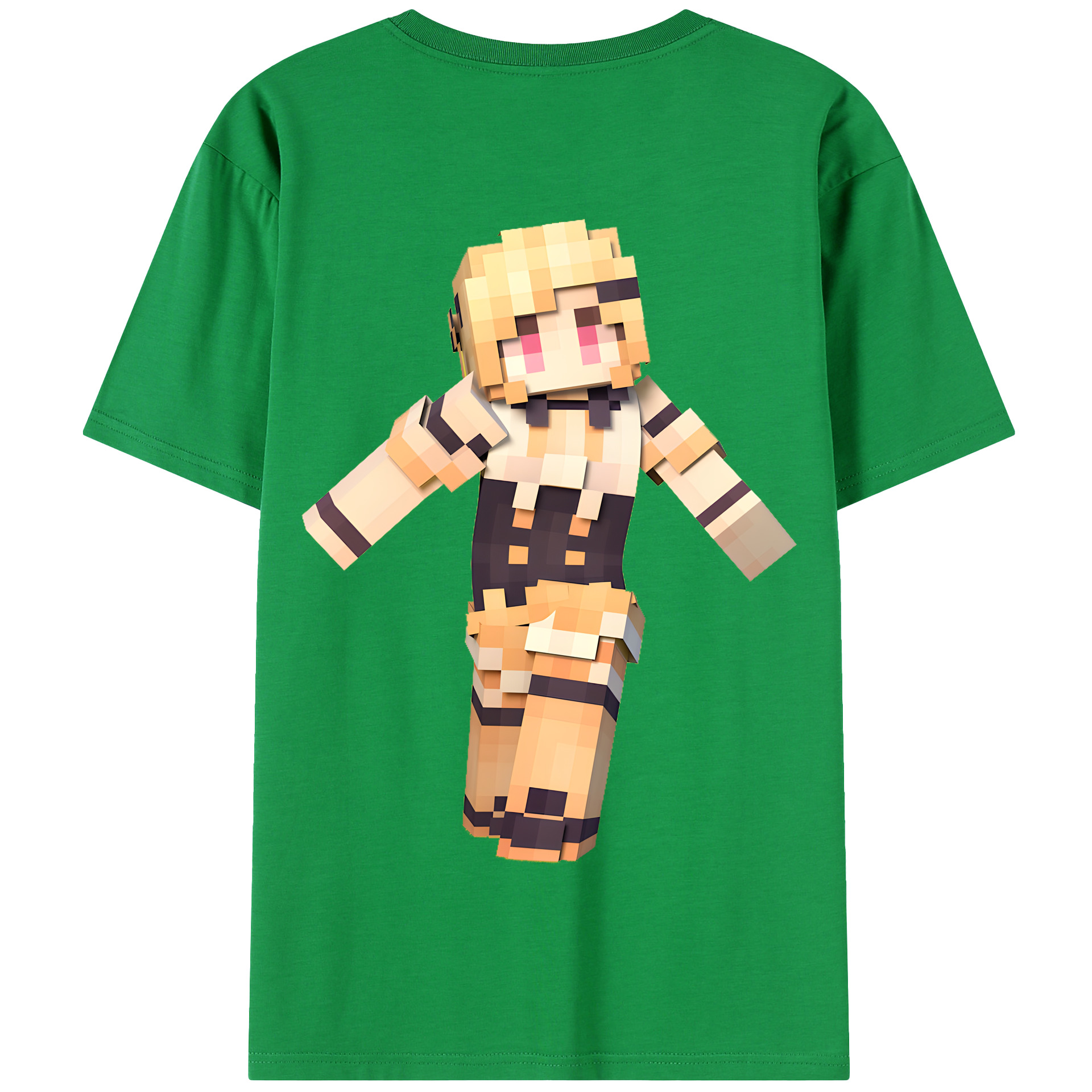 （画像用） マインクラフト ブロックの世界 Minecraft MC Block world 綿100％半袖Tシャツ（背面プリント）