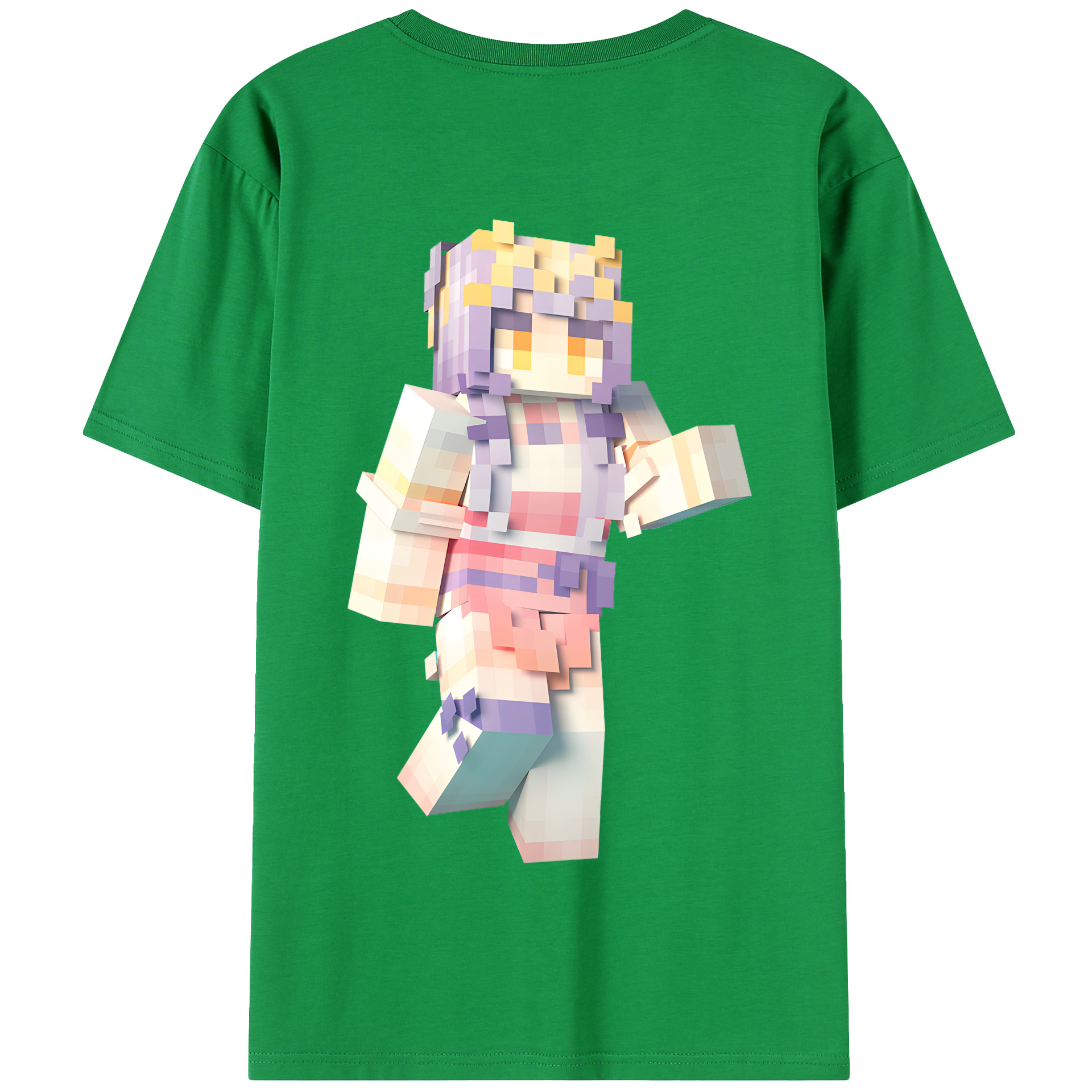 （画像用） マインクラフト ブロックの世界 Minecraft MC Block world 綿100％半袖Tシャツ（背面プリント）