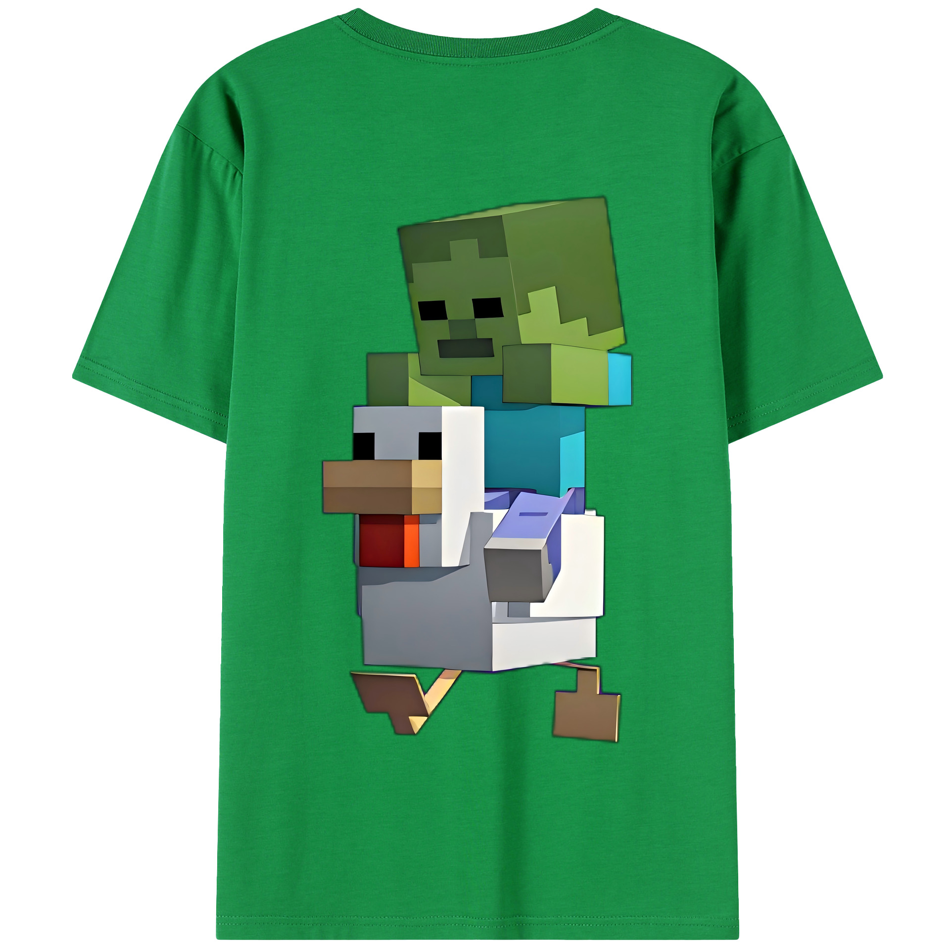 （画像用） マインクラフト ブロックの世界 Minecraft MC Block world 綿100％半袖Tシャツ（背面プリント）
