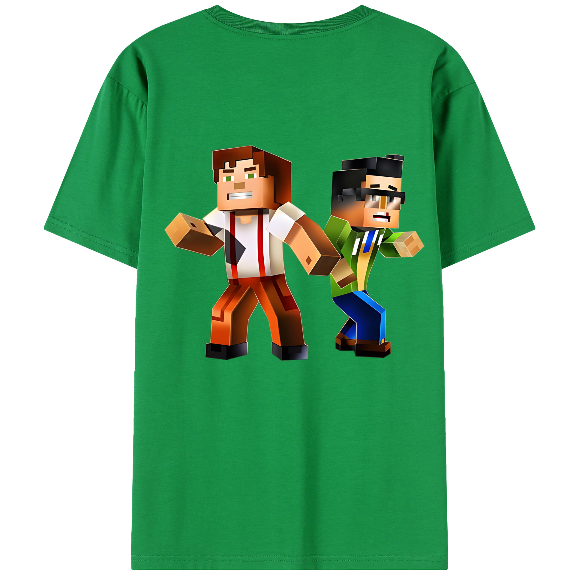 （画像用） マインクラフト ブロックの世界 Minecraft MC Block world 綿100％半袖Tシャツ（背面プリント）