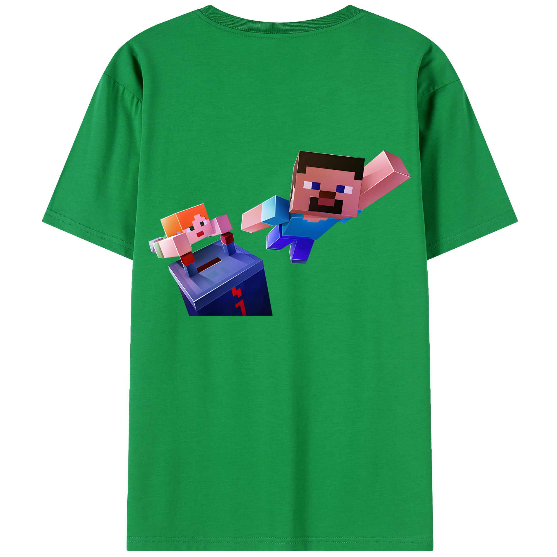 （画像用） マインクラフト ブロックの世界 Minecraft MC Block world 綿100％半袖Tシャツ（背面プリント）