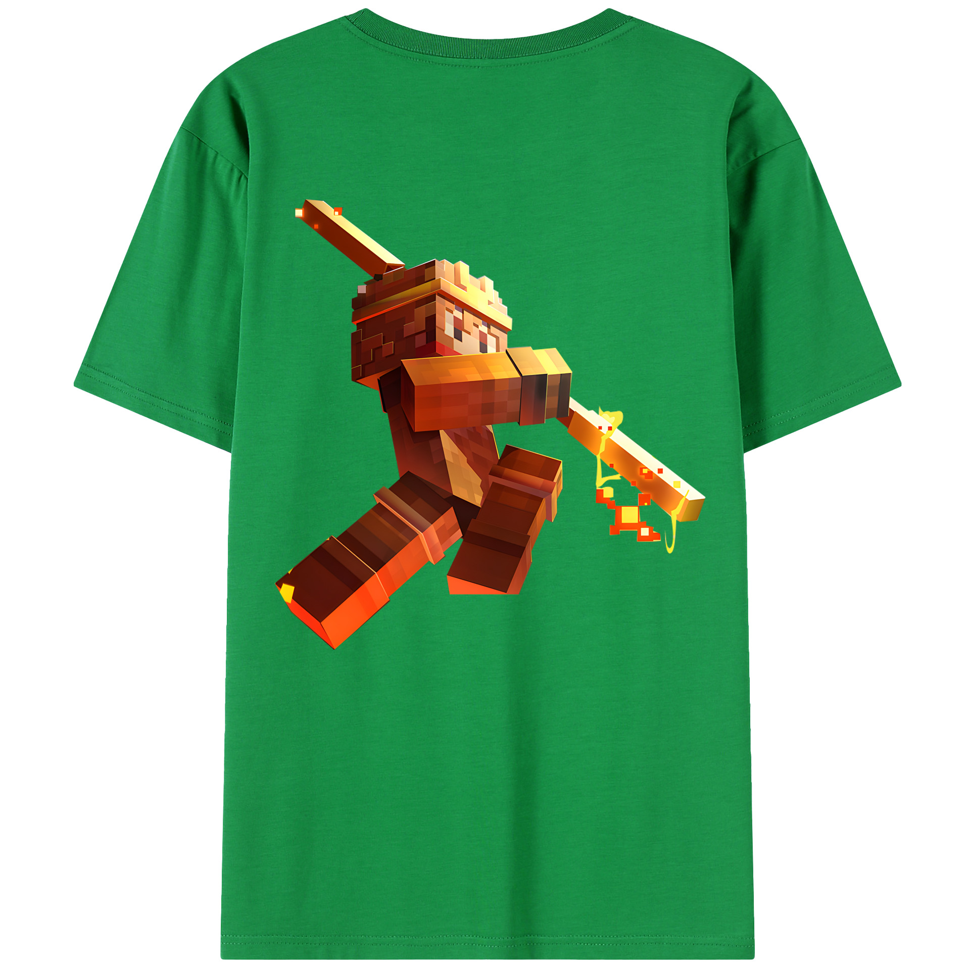 （画像用） マインクラフト ブロックの世界 Minecraft MC Block world 綿100％半袖Tシャツ（背面プリント）