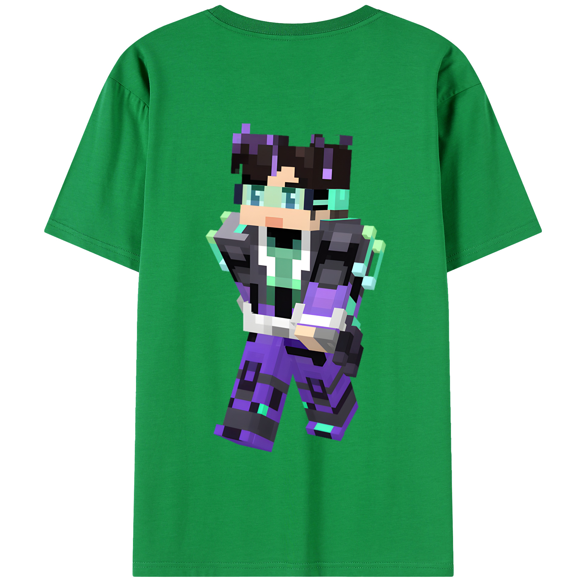（画像用） マインクラフト ブロックの世界 Minecraft MC Block world 綿100％半袖Tシャツ（背面プリント）