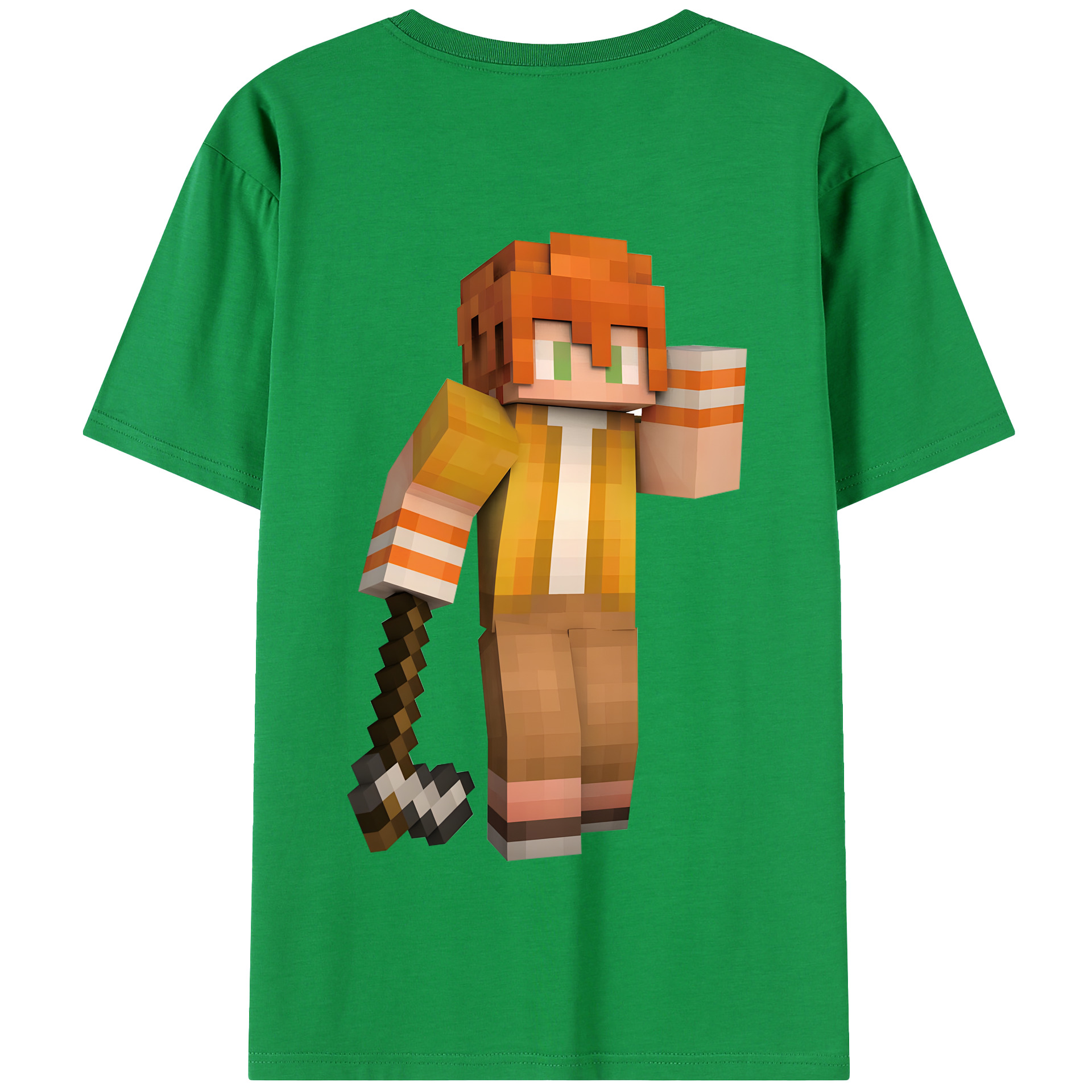 （画像用） マインクラフト ブロックの世界 Minecraft MC Block world 綿100％半袖Tシャツ（背面プリント）
