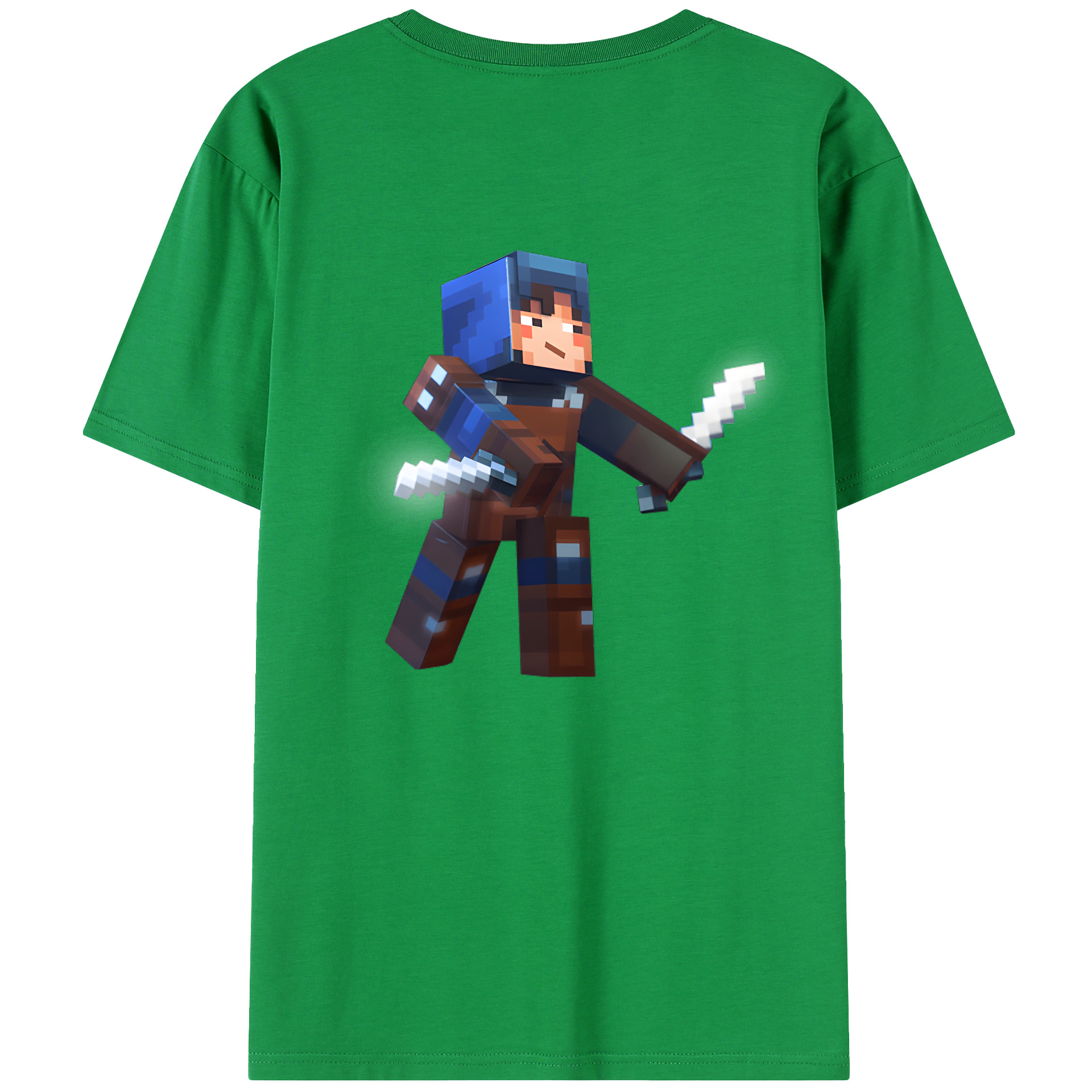 （画像用） マインクラフト ブロックの世界 Minecraft MC Block world 綿100％半袖Tシャツ（背面プリント）