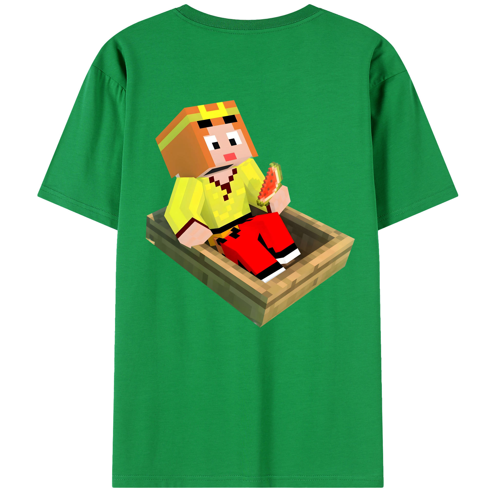 （画像用） マインクラフト ブロックの世界 Minecraft MC Block world 綿100％半袖Tシャツ（背面プリント）