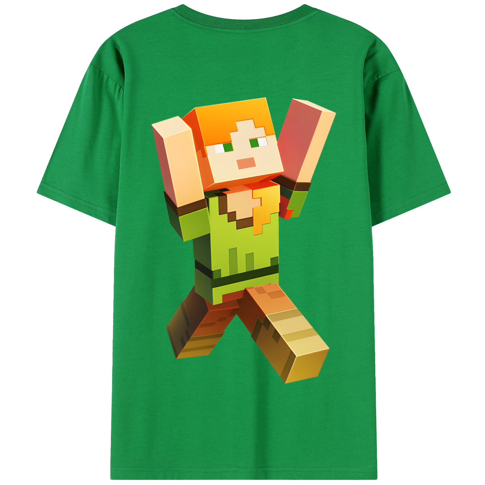 （画像用） マインクラフト ブロックの世界 Minecraft MC Block world 綿100％半袖Tシャツ（背面プリント）