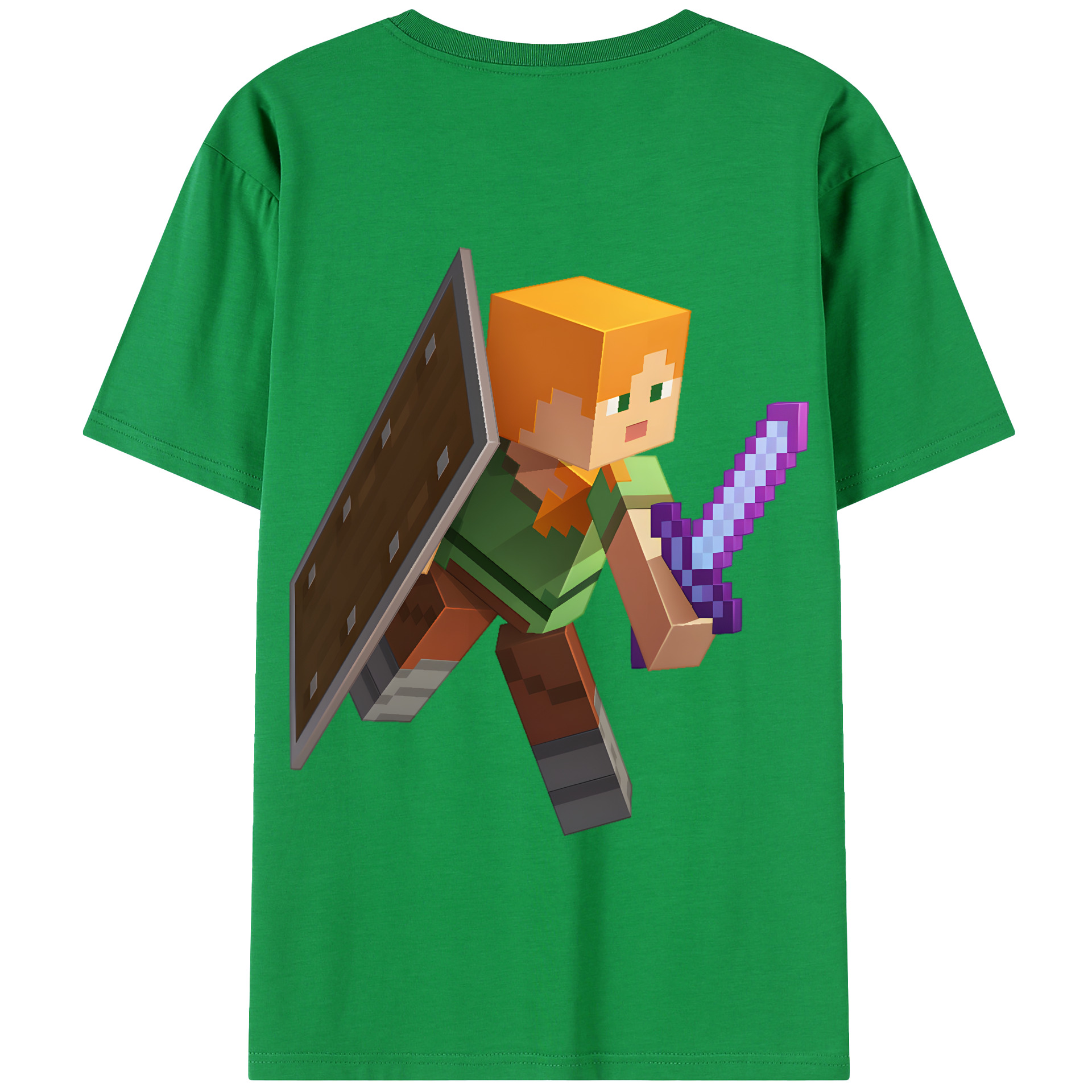 （画像用） マインクラフト ブロックの世界 Minecraft MC Block world 綿100％半袖Tシャツ（背面プリント）