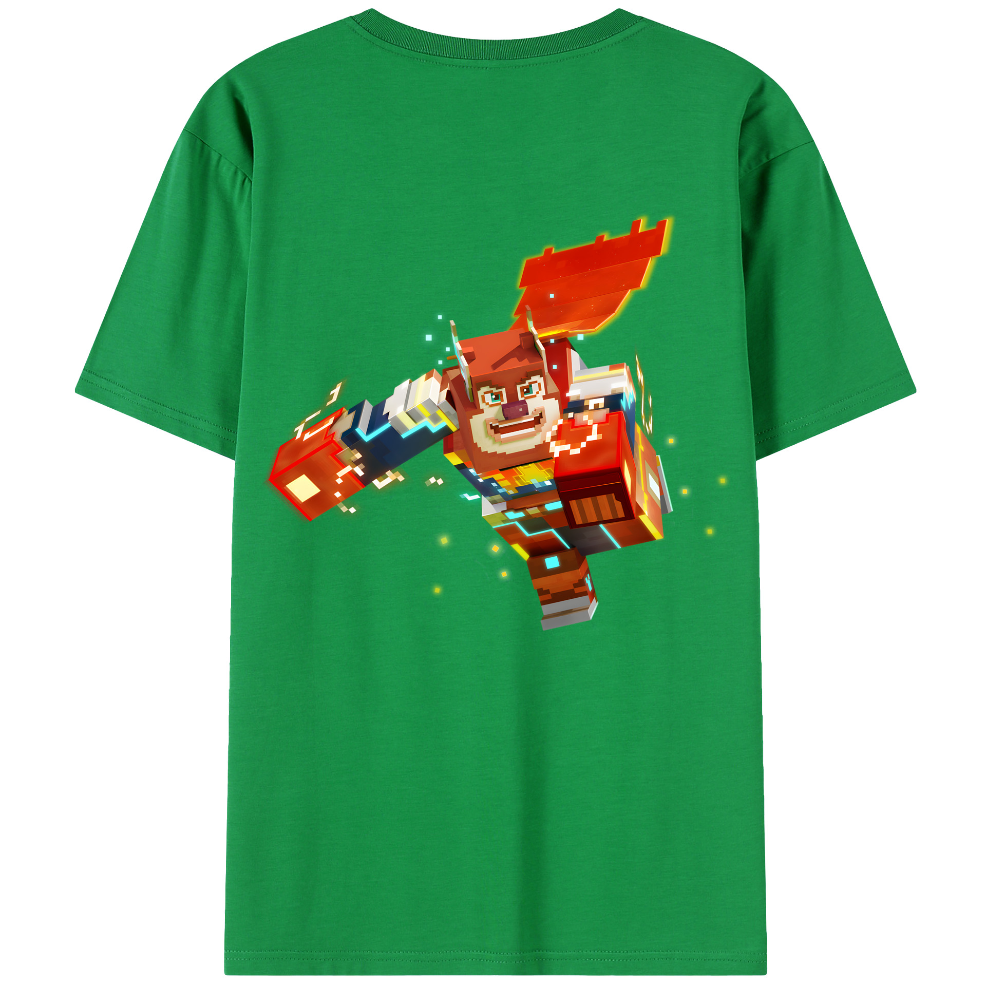 （画像用） マインクラフト ブロックの世界 Minecraft MC Block world 綿100％半袖Tシャツ（背面プリント）