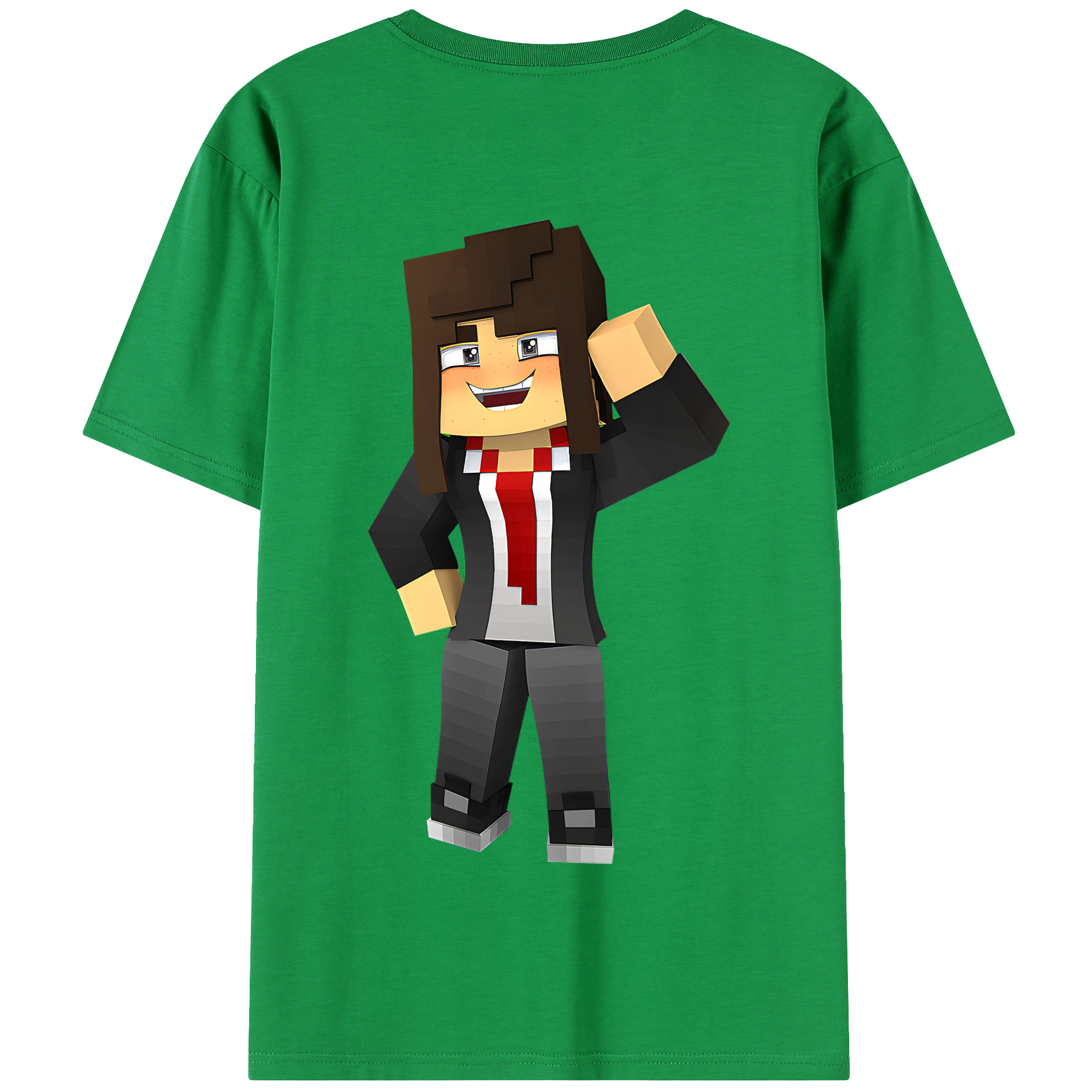 （画像用） マインクラフト ブロックの世界 Minecraft MC Block world 綿100％半袖Tシャツ（背面プリント）