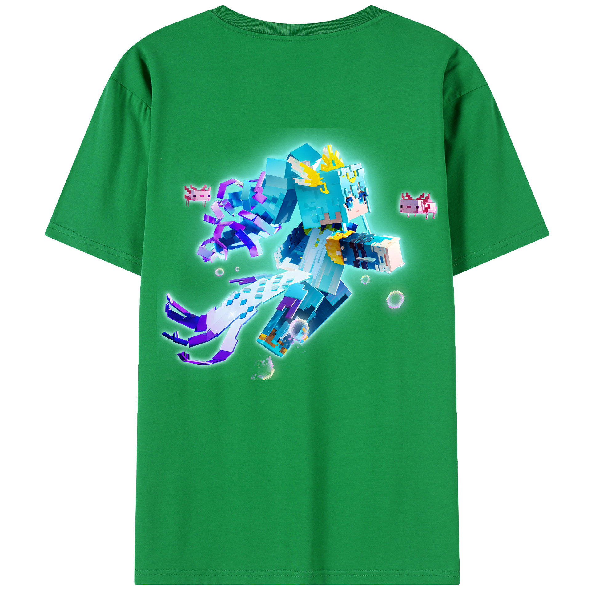 （画像用） マインクラフト ブロックの世界 Minecraft MC Block world 綿100％半袖Tシャツ（背面プリント）