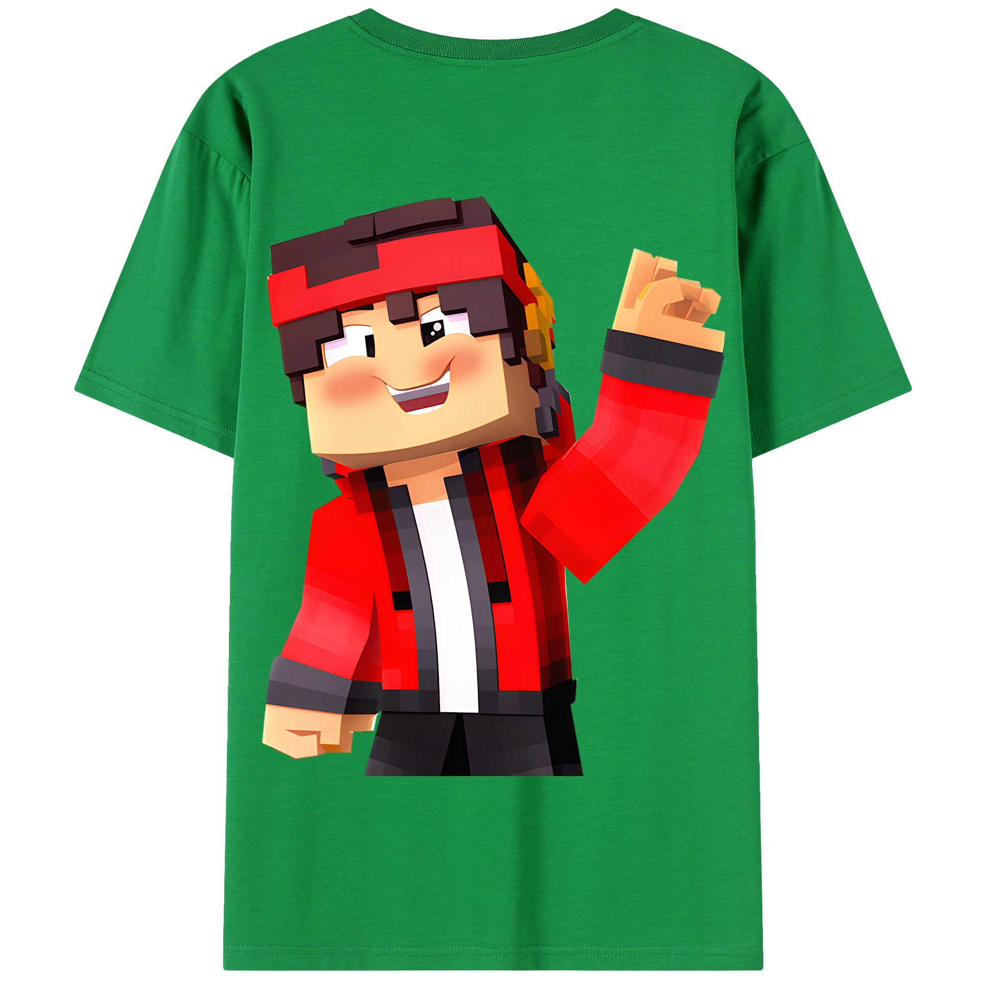 （画像用） マインクラフト ブロックの世界 Minecraft MC Block world 綿100％半袖Tシャツ（背面プリント）