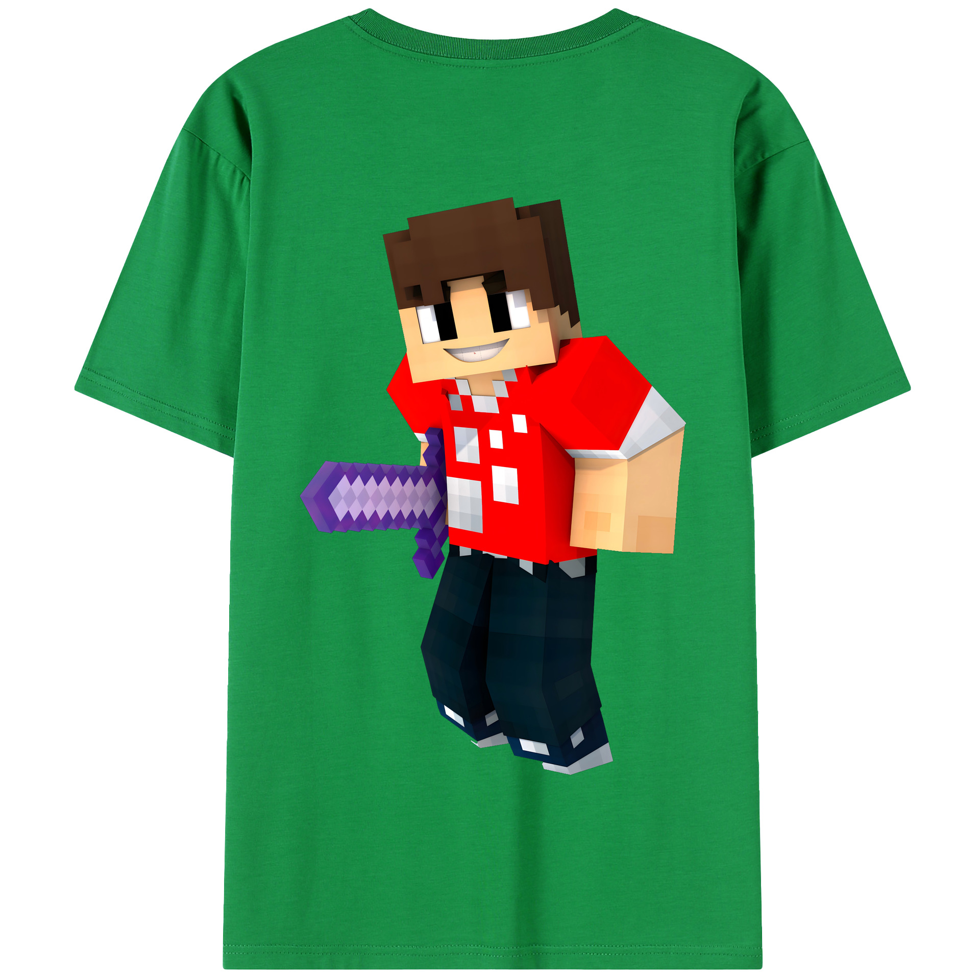 （画像用） マインクラフト ブロックの世界 Minecraft MC Block world 綿100％半袖Tシャツ（背面プリント）