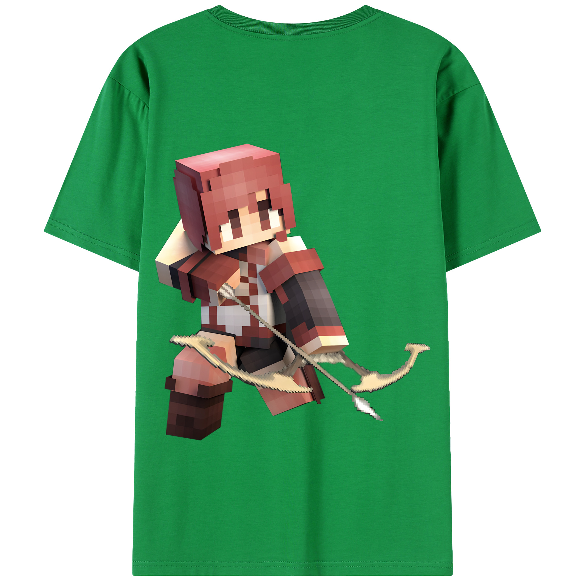 （画像用） マインクラフト ブロックの世界 Minecraft MC Block world 綿100％半袖Tシャツ（背面プリント）