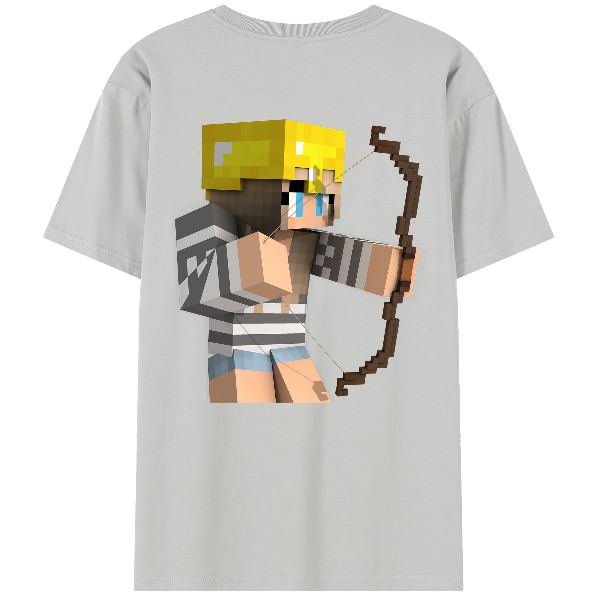 （画像用） マインクラフト ブロックの世界 Minecraft MC Block world 綿100％半袖Tシャツ（背面プリント）