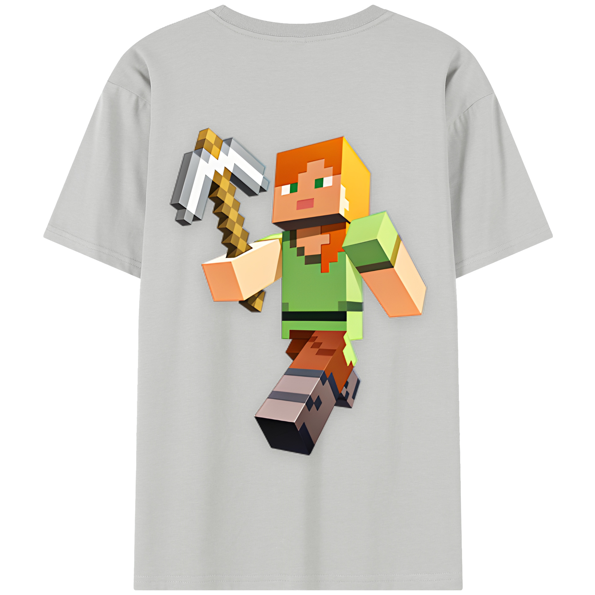（画像用） マインクラフト ブロックの世界 Minecraft MC Block world 綿100％半袖Tシャツ（背面プリント）