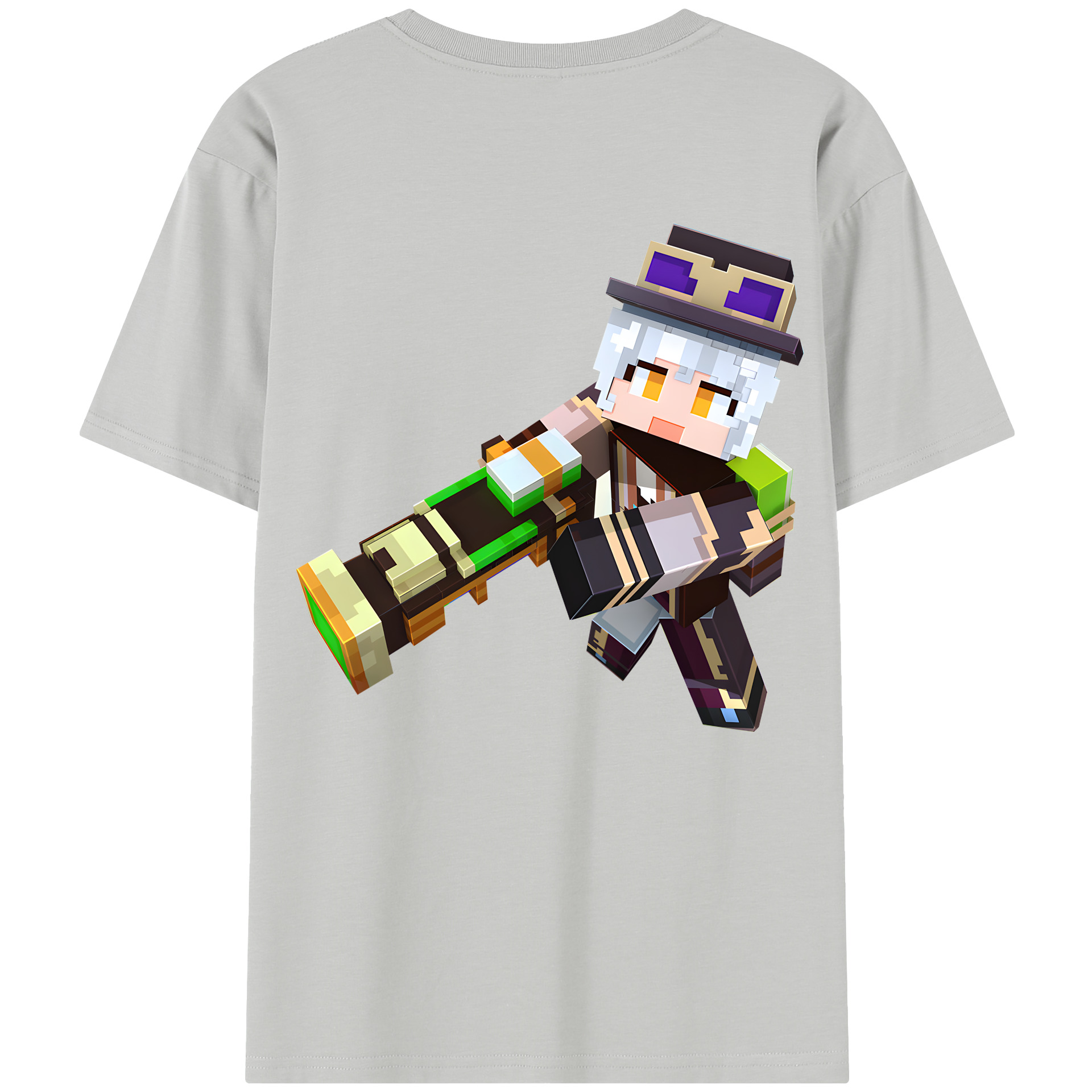 （画像用） マインクラフト ブロックの世界 Minecraft MC Block world 綿100％半袖Tシャツ（背面プリント）