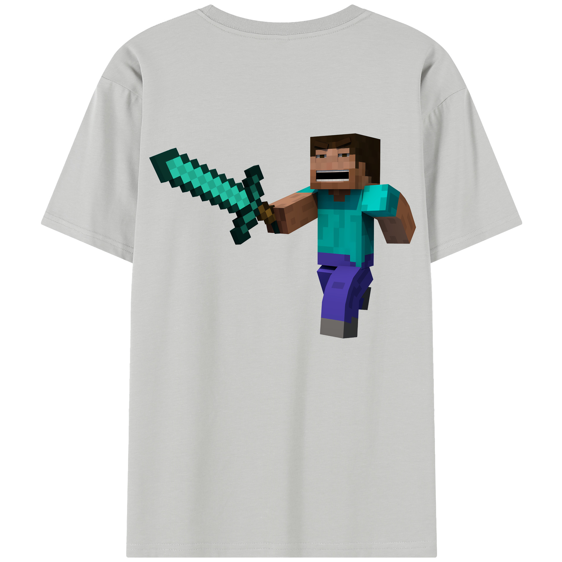 （画像用） マインクラフト ブロックの世界 Minecraft MC Block world 綿100％半袖Tシャツ（背面プリント）