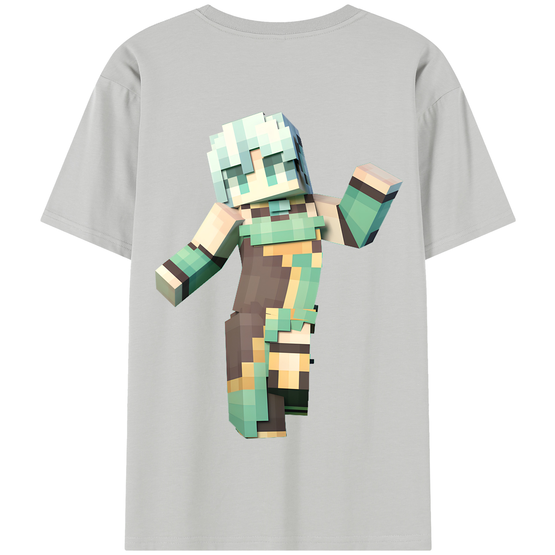 （画像用） マインクラフト ブロックの世界 Minecraft MC Block world 綿100％半袖Tシャツ（背面プリント）