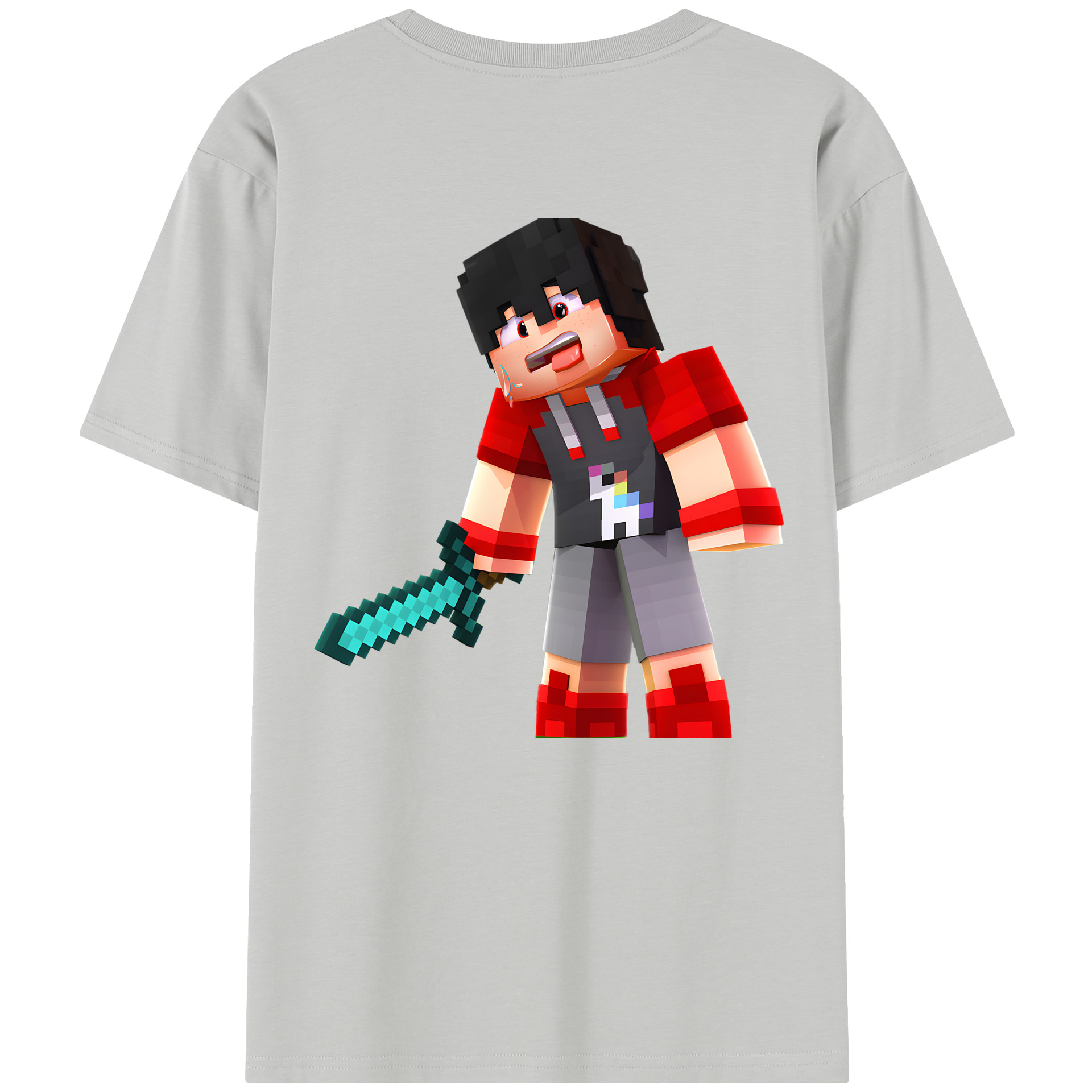 （画像用） マインクラフト ブロックの世界 Minecraft MC Block world 綿100％半袖Tシャツ（背面プリント）