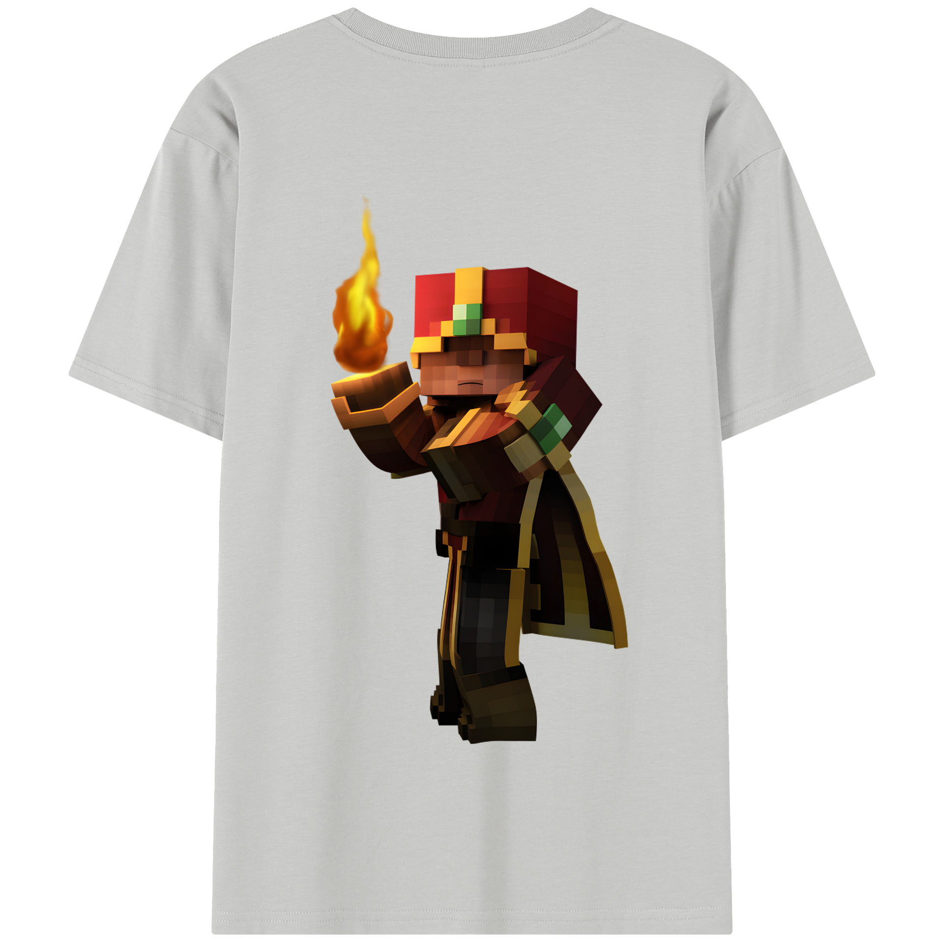 （画像用） マインクラフト ブロックの世界 Minecraft MC Block world 綿100％半袖Tシャツ（背面プリント）