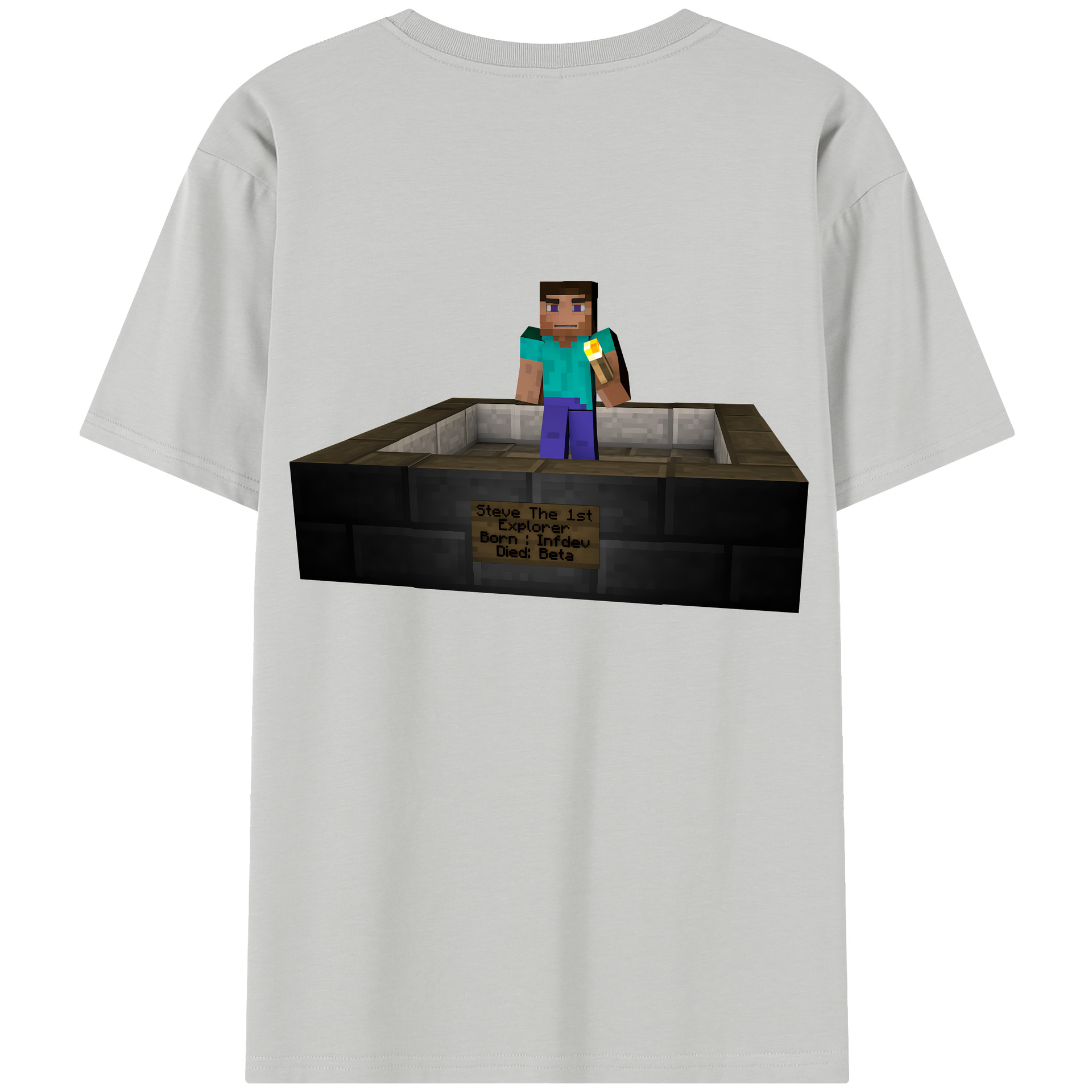 （画像用） マインクラフト ブロックの世界 Minecraft MC Block world 綿100％半袖Tシャツ（背面プリント）