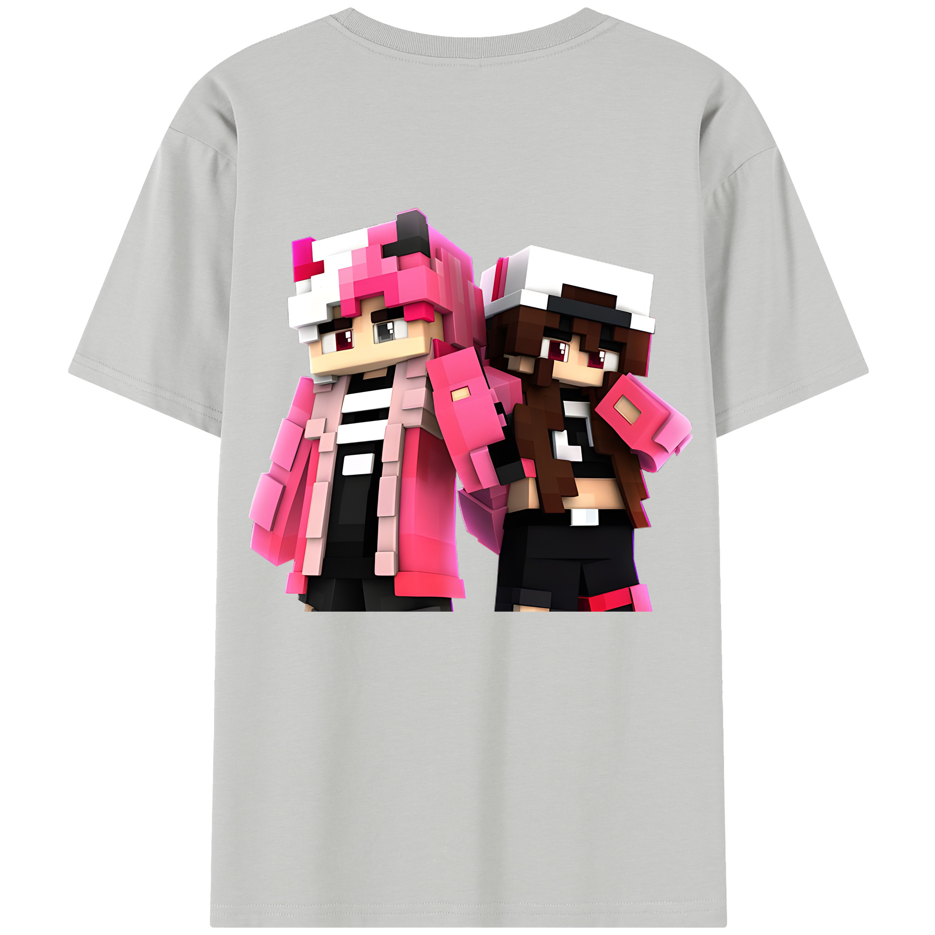 （画像用） マインクラフト ブロックの世界 Minecraft MC Block world 綿100％半袖Tシャツ（背面プリント）