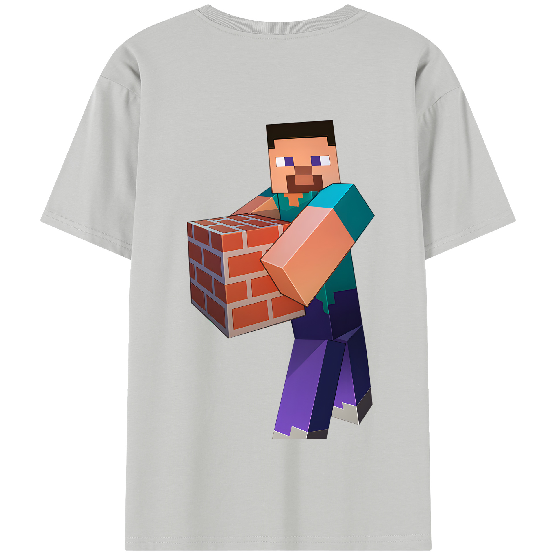 （画像用） マインクラフト ブロックの世界 Minecraft MC Block world 綿100％半袖Tシャツ（背面プリント）