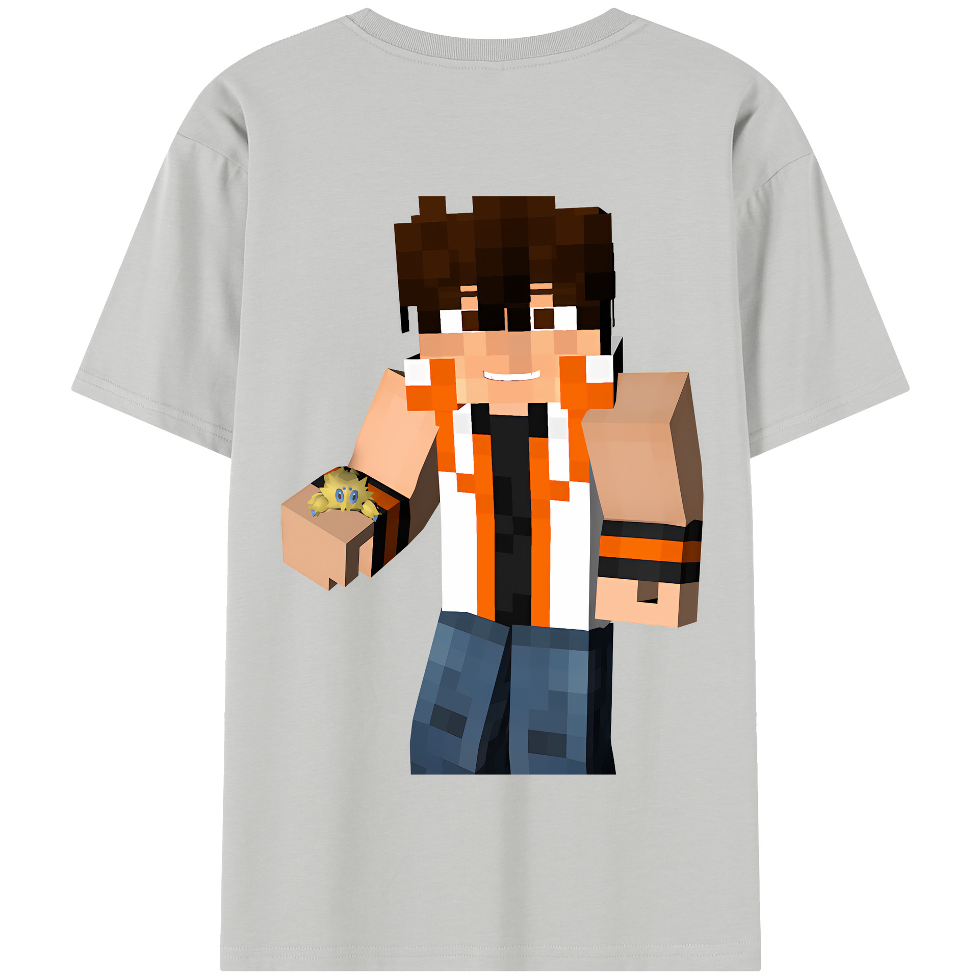（画像用） マインクラフト ブロックの世界 Minecraft MC Block world 綿100％半袖Tシャツ（背面プリント）