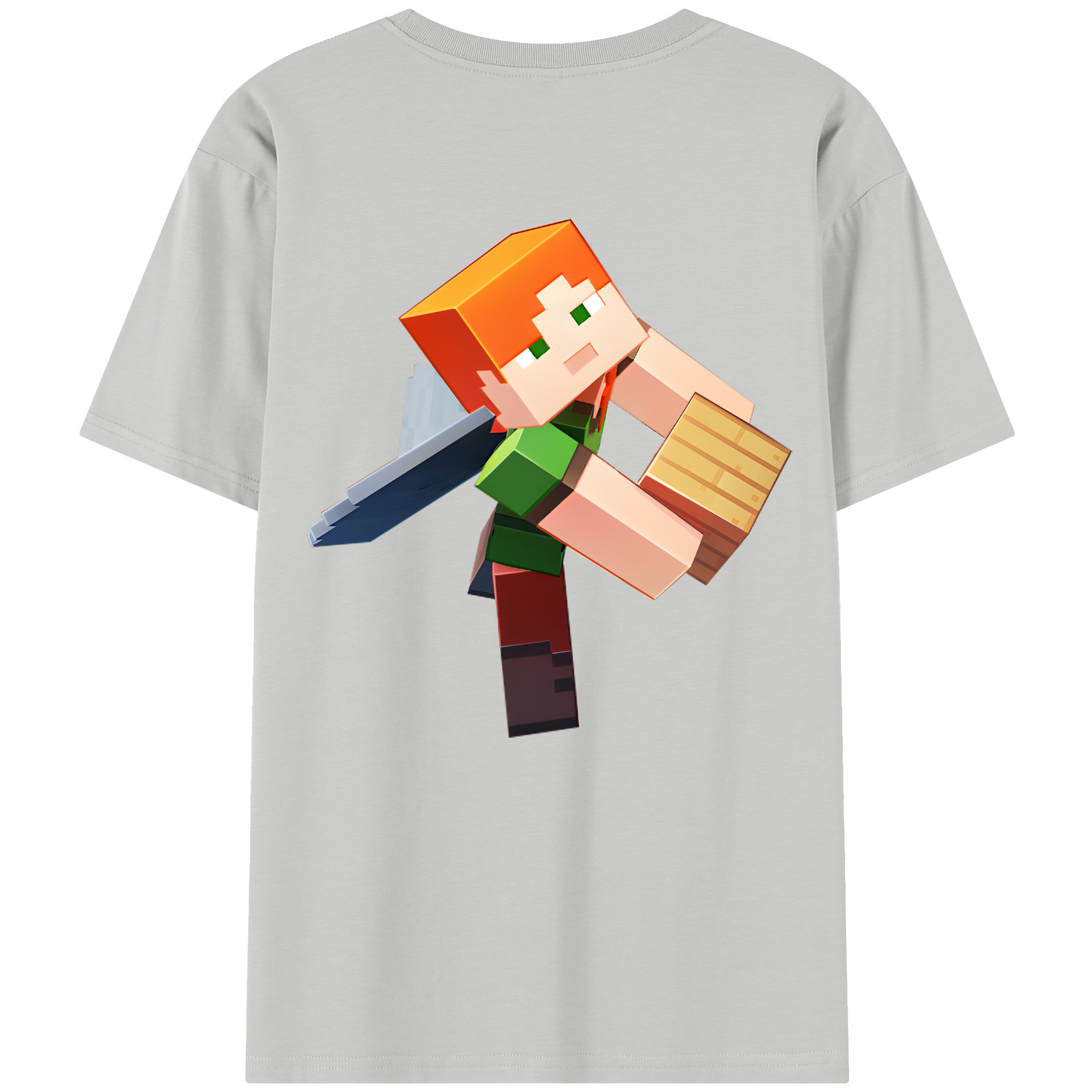 （画像用） マインクラフト ブロックの世界 Minecraft MC Block world 綿100％半袖Tシャツ（背面プリント）