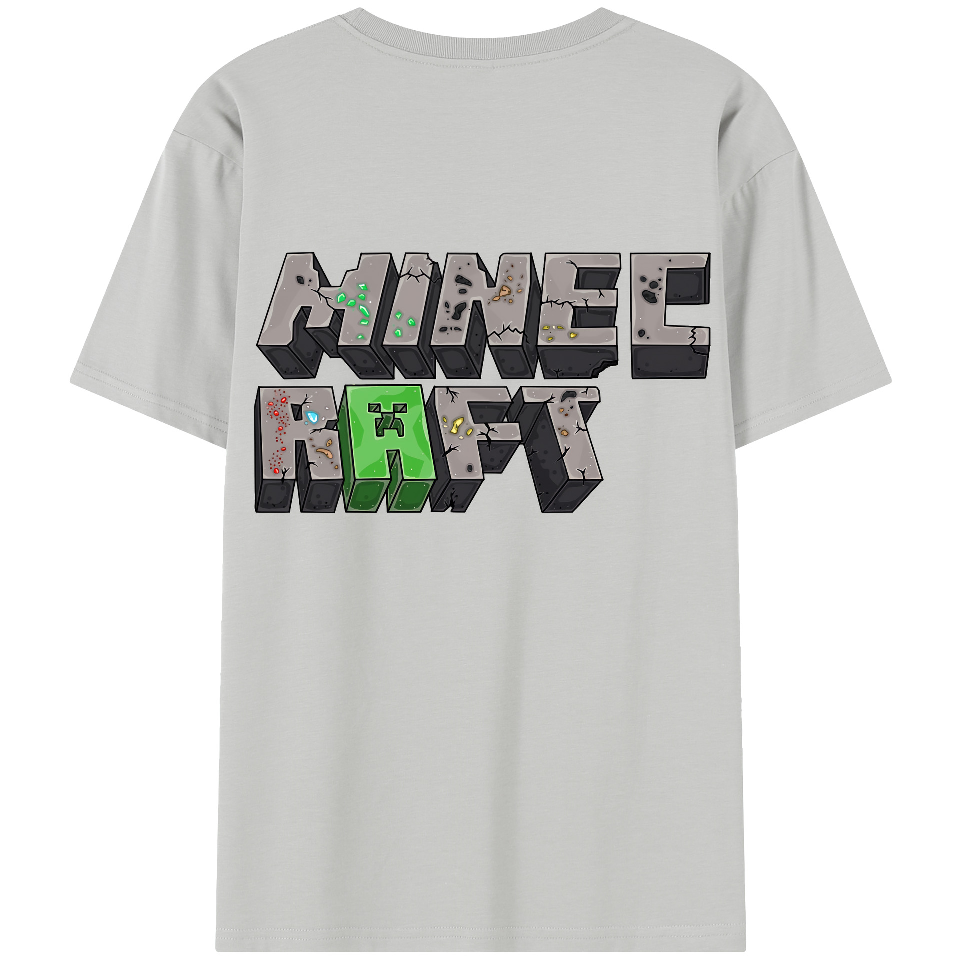 （画像用） マインクラフト ブロックの世界 Minecraft MC Block world 綿100％半袖Tシャツ（背面プリント）