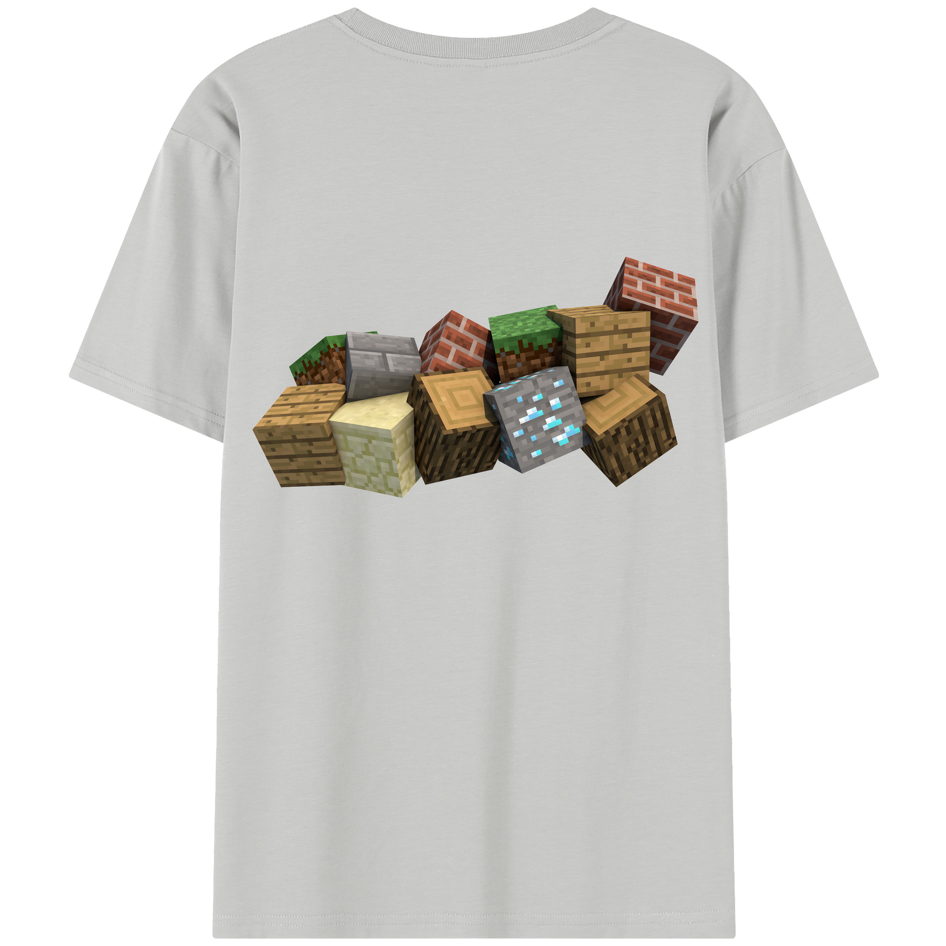 （画像用） マインクラフト ブロックの世界 Minecraft MC Block world 綿100％半袖Tシャツ（背面プリント）