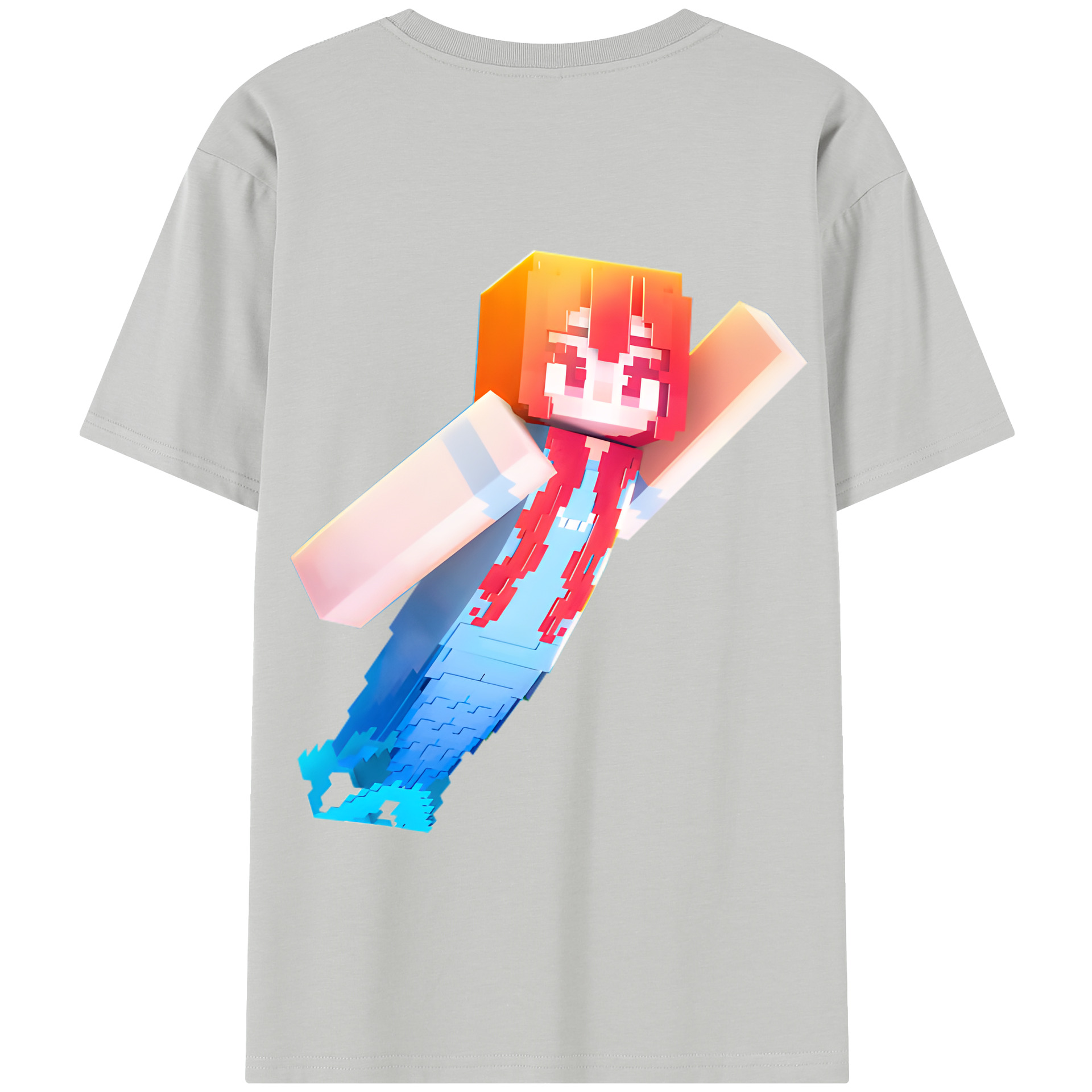 （画像用） マインクラフト ブロックの世界 Minecraft MC Block world 綿100％半袖Tシャツ（背面プリント）