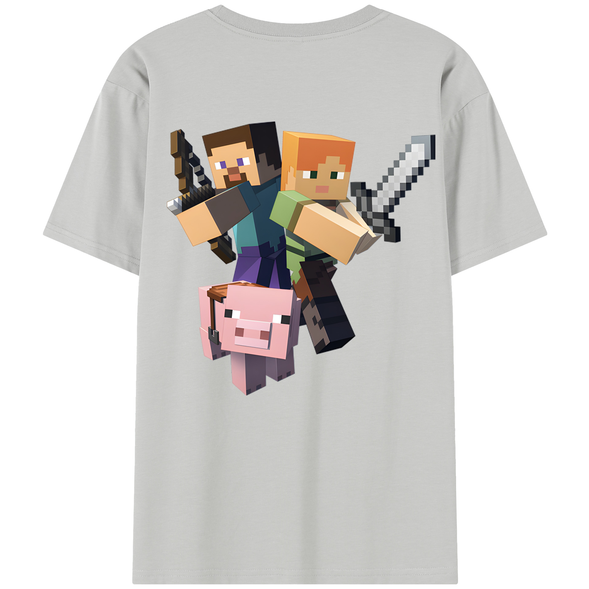 （画像用） マインクラフト ブロックの世界 Minecraft MC Block world 綿100％半袖Tシャツ（背面プリント）