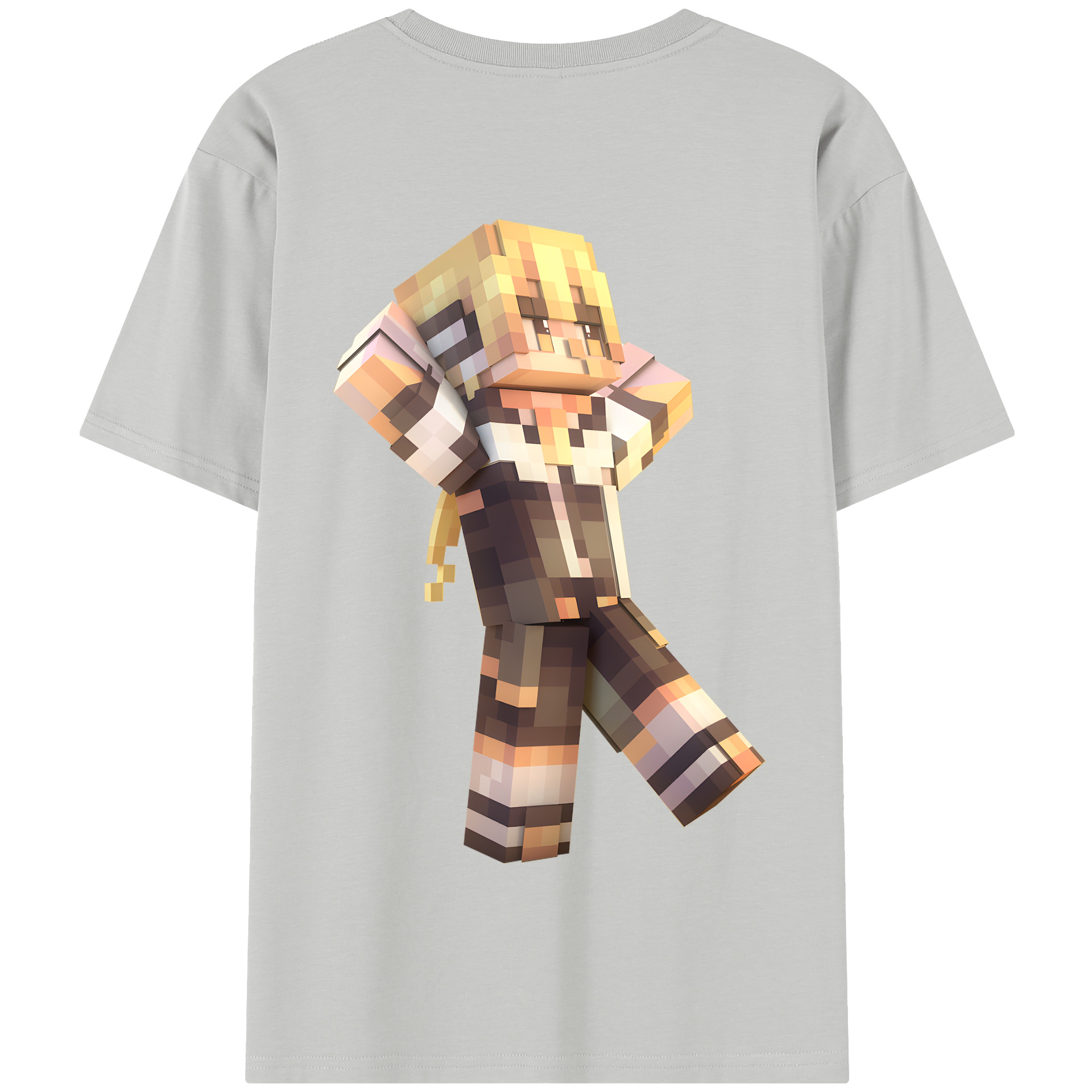 （画像用） マインクラフト ブロックの世界 Minecraft MC Block world 綿100％半袖Tシャツ（背面プリント）
