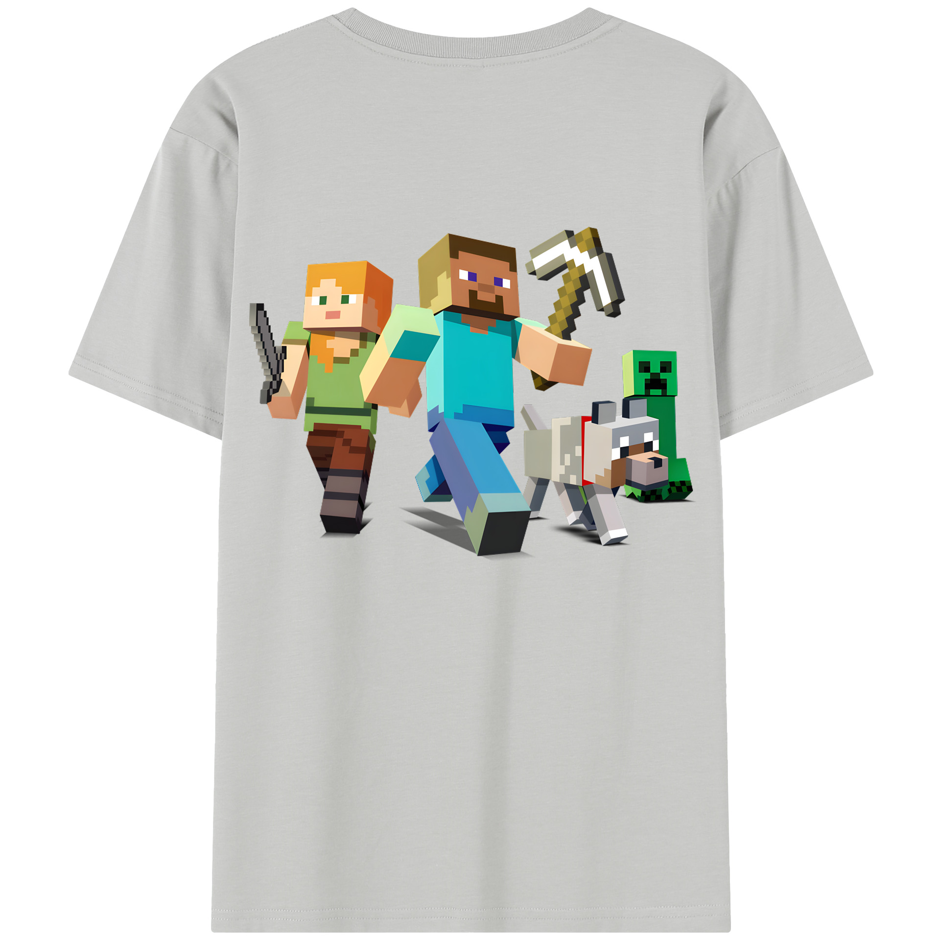 （画像用） マインクラフト ブロックの世界 Minecraft MC Block world 綿100％半袖Tシャツ（背面プリント）