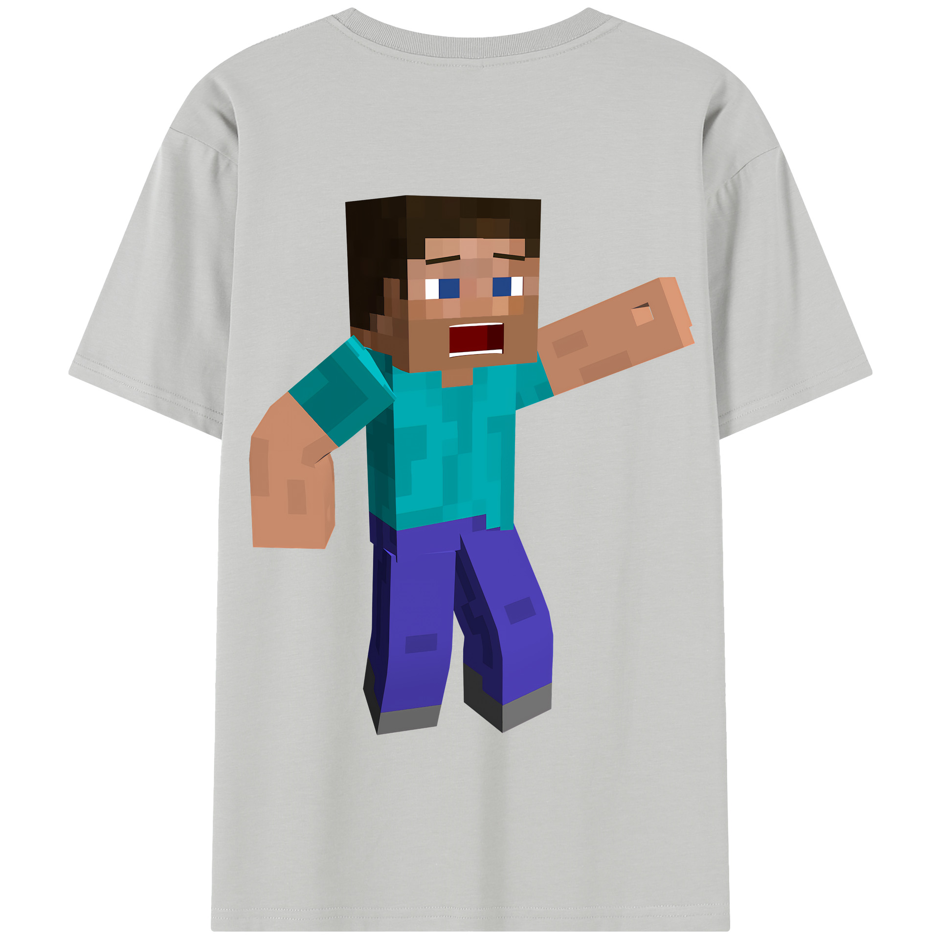 （画像用） マインクラフト ブロックの世界 Minecraft MC Block world 綿100％半袖Tシャツ（背面プリント）