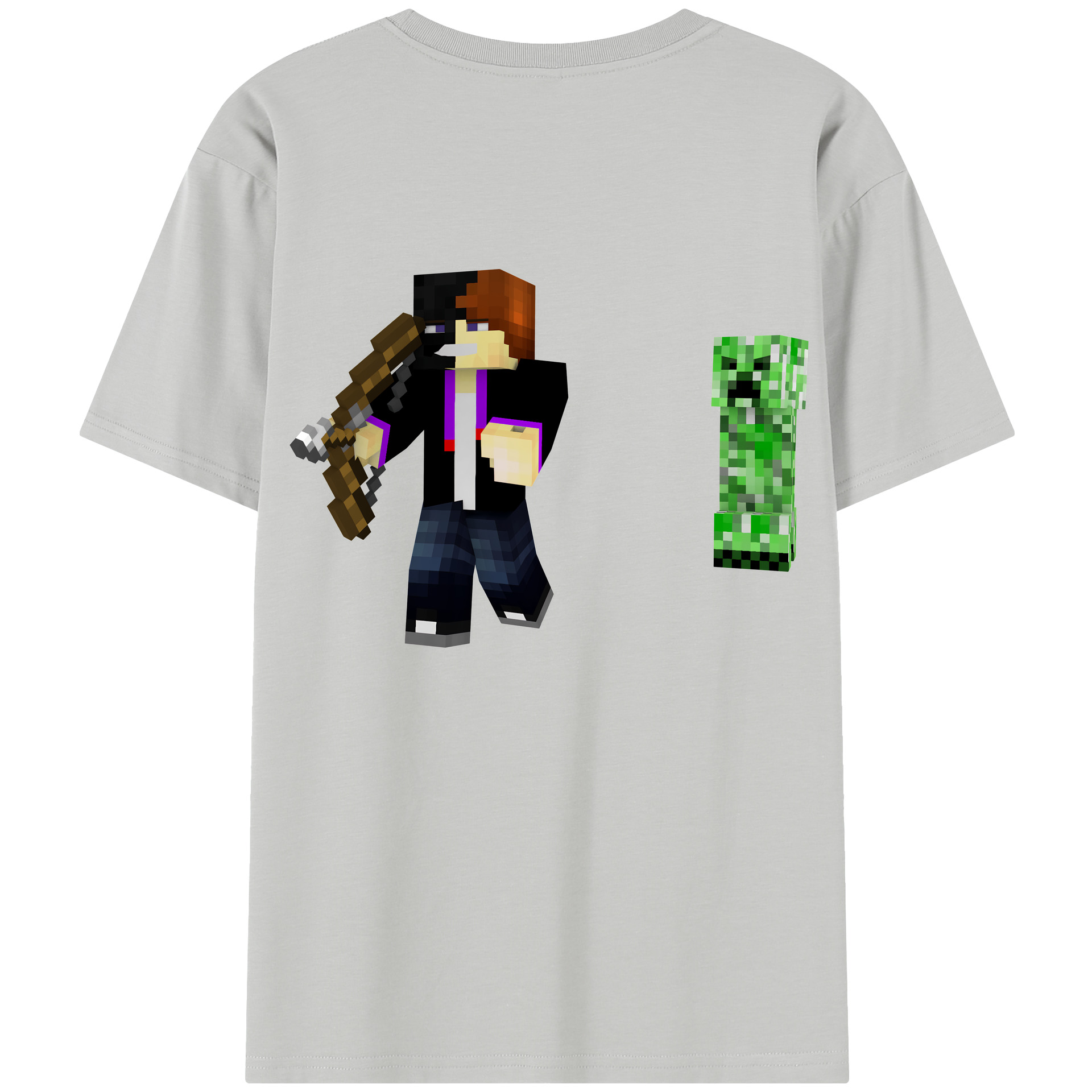 （画像用） マインクラフト ブロックの世界 Minecraft MC Block world 綿100％半袖Tシャツ（背面プリント）