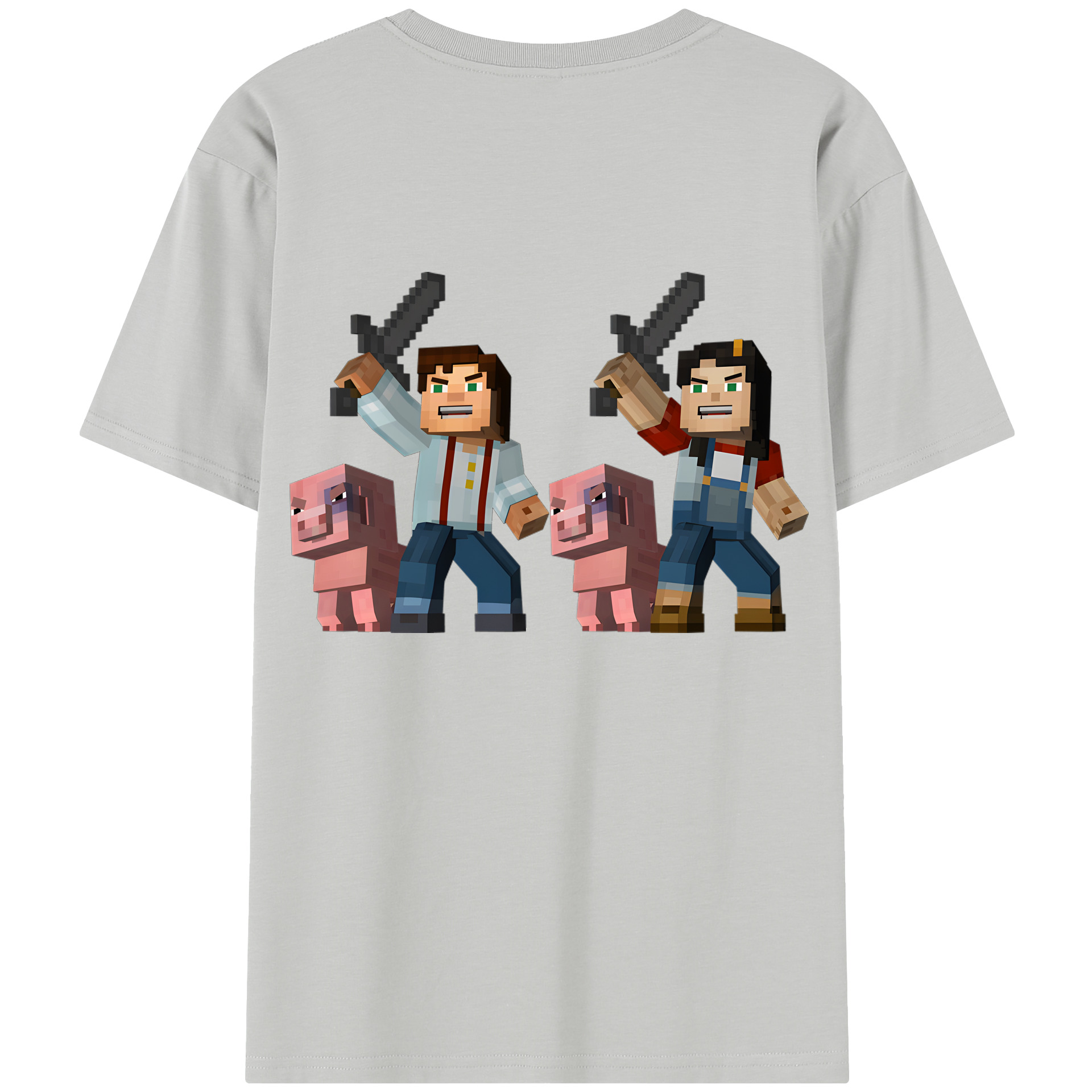 （画像用） マインクラフト ブロックの世界 Minecraft MC Block world 綿100％半袖Tシャツ（背面プリント）
