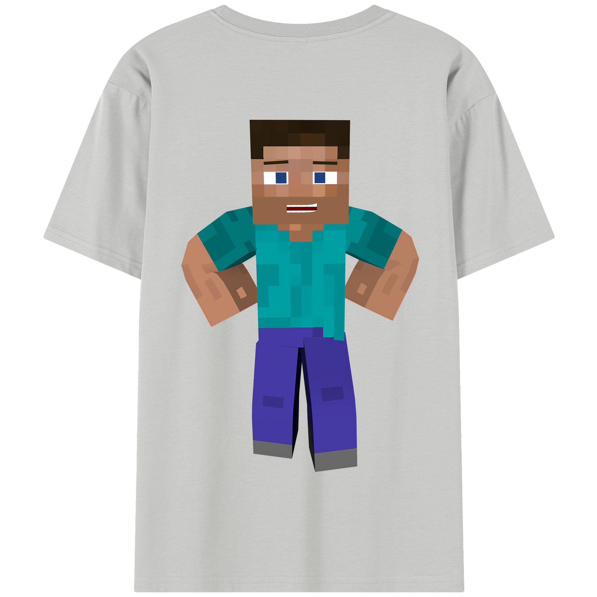 （画像用） マインクラフト ブロックの世界 Minecraft MC Block world 綿100％半袖Tシャツ（背面プリント）
