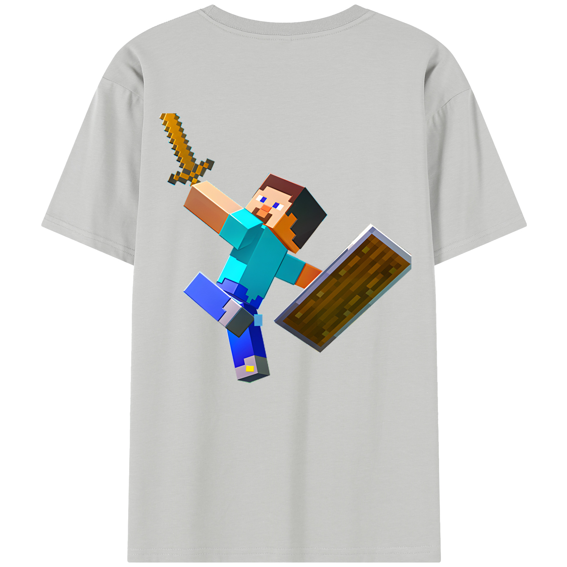 （画像用） マインクラフト ブロックの世界 Minecraft MC Block world 綿100％半袖Tシャツ（背面プリント）