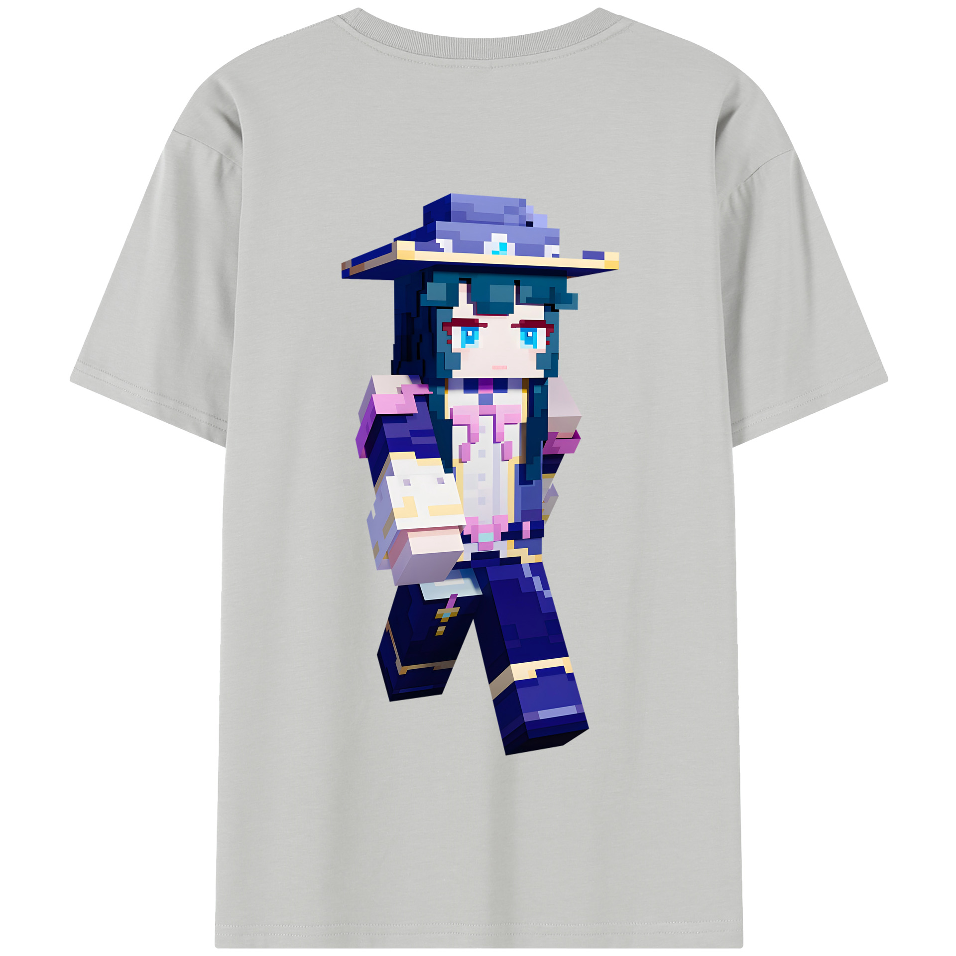（画像用） マインクラフト ブロックの世界 Minecraft MC Block world 綿100％半袖Tシャツ（背面プリント）