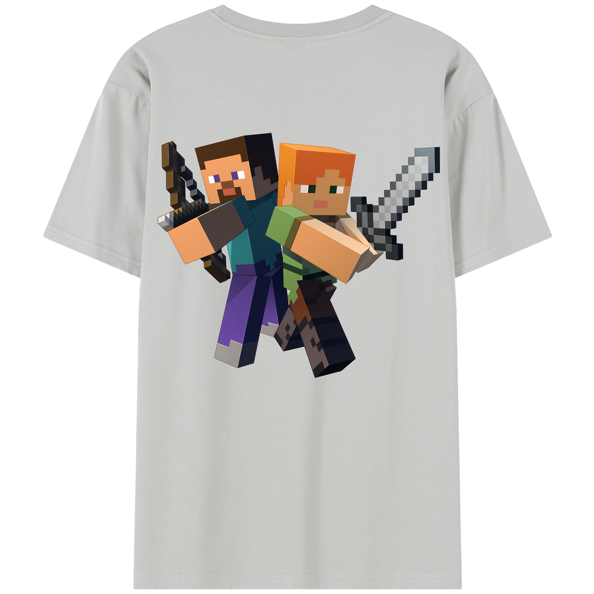 （画像用） マインクラフト ブロックの世界 Minecraft MC Block world 綿100％半袖Tシャツ（背面プリント）