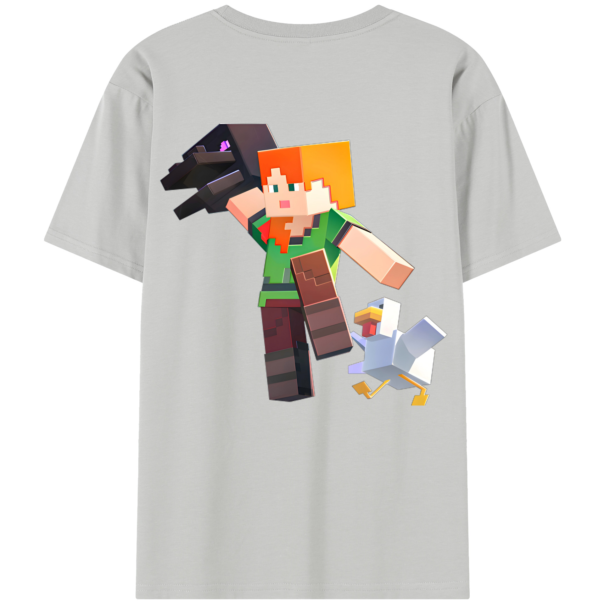 （画像用） マインクラフト ブロックの世界 Minecraft MC Block world 綿100％半袖Tシャツ（背面プリント）