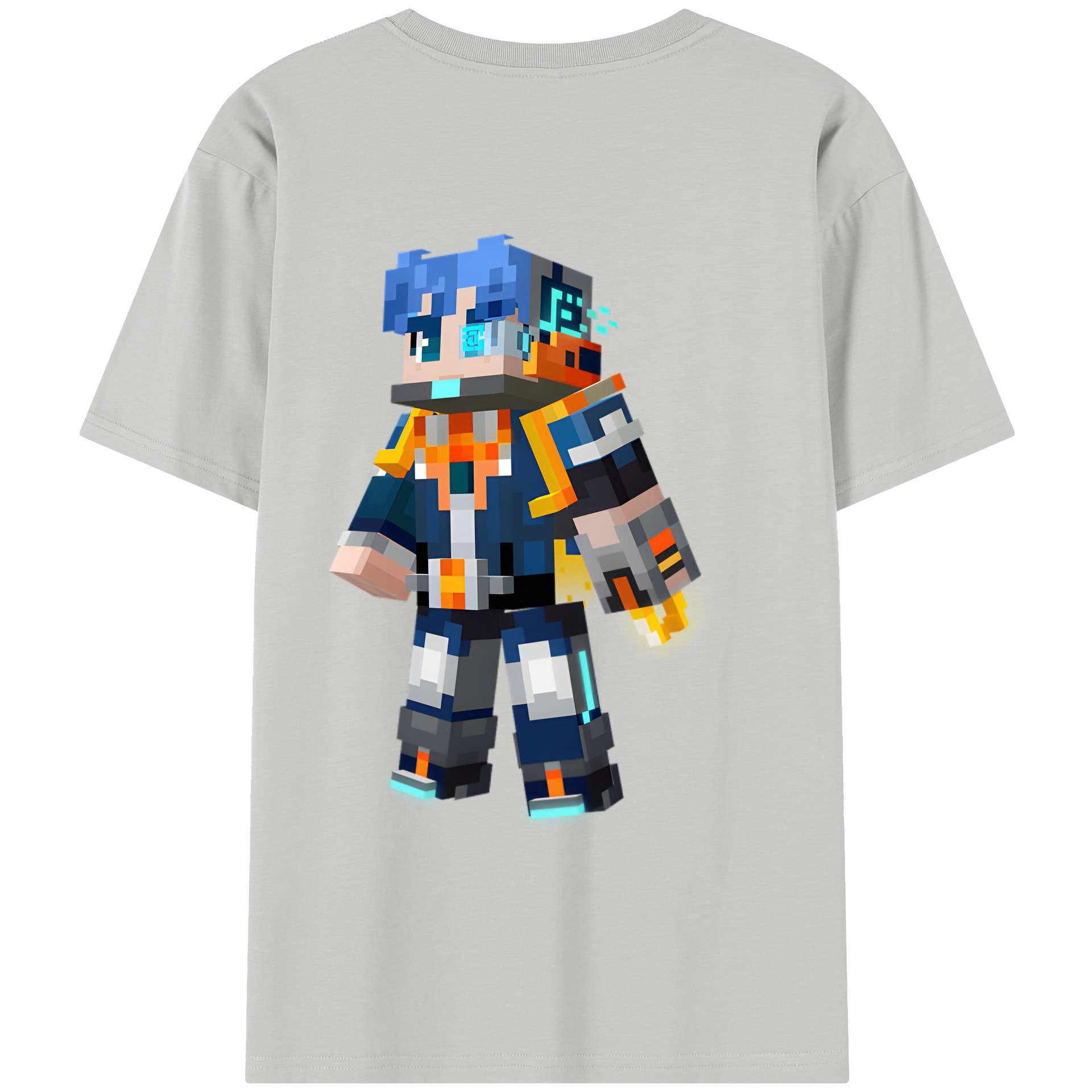 （画像用） マインクラフト ブロックの世界 Minecraft MC Block world 綿100％半袖Tシャツ（背面プリント）