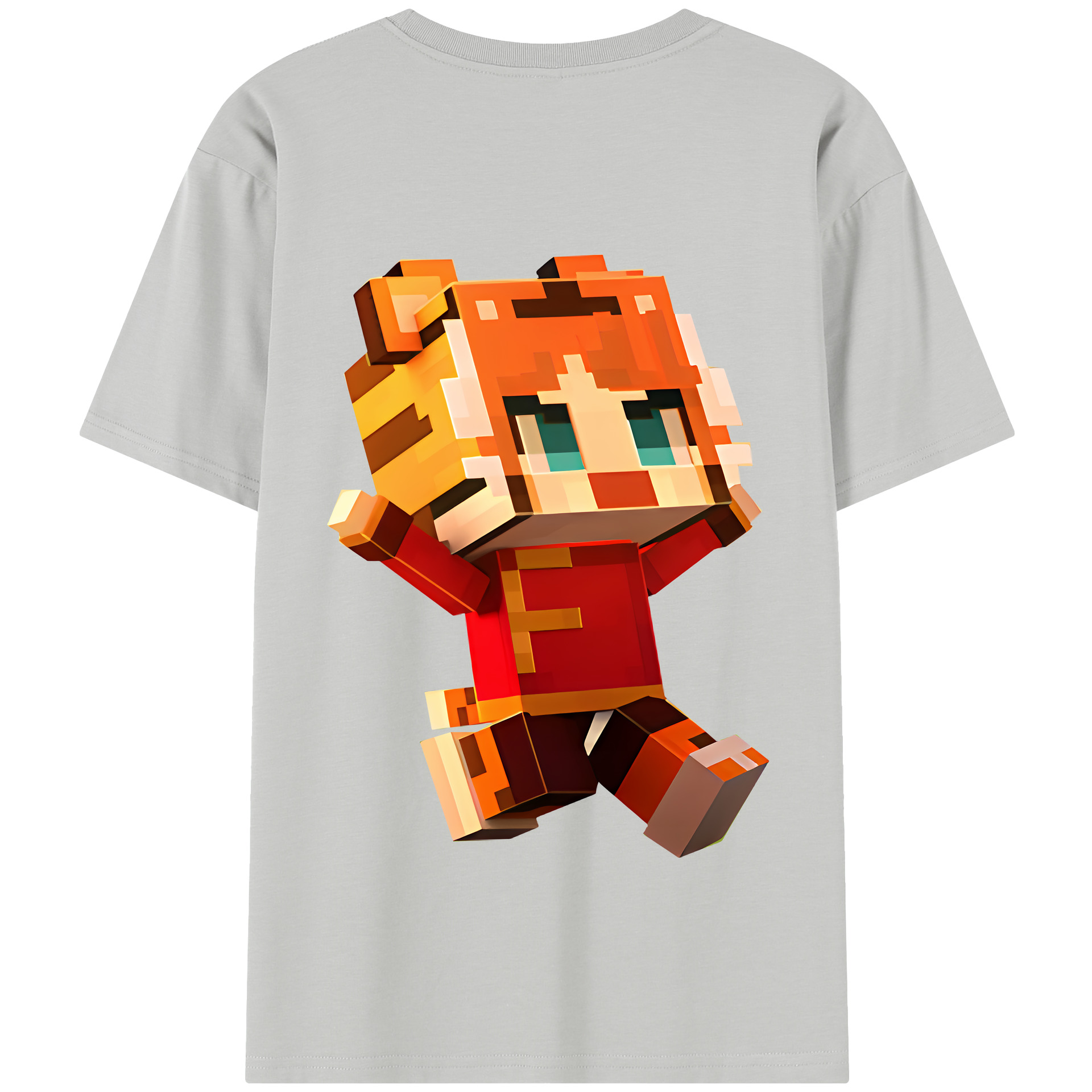 （画像用） マインクラフト ブロックの世界 Minecraft MC Block world 綿100％半袖Tシャツ（背面プリント）