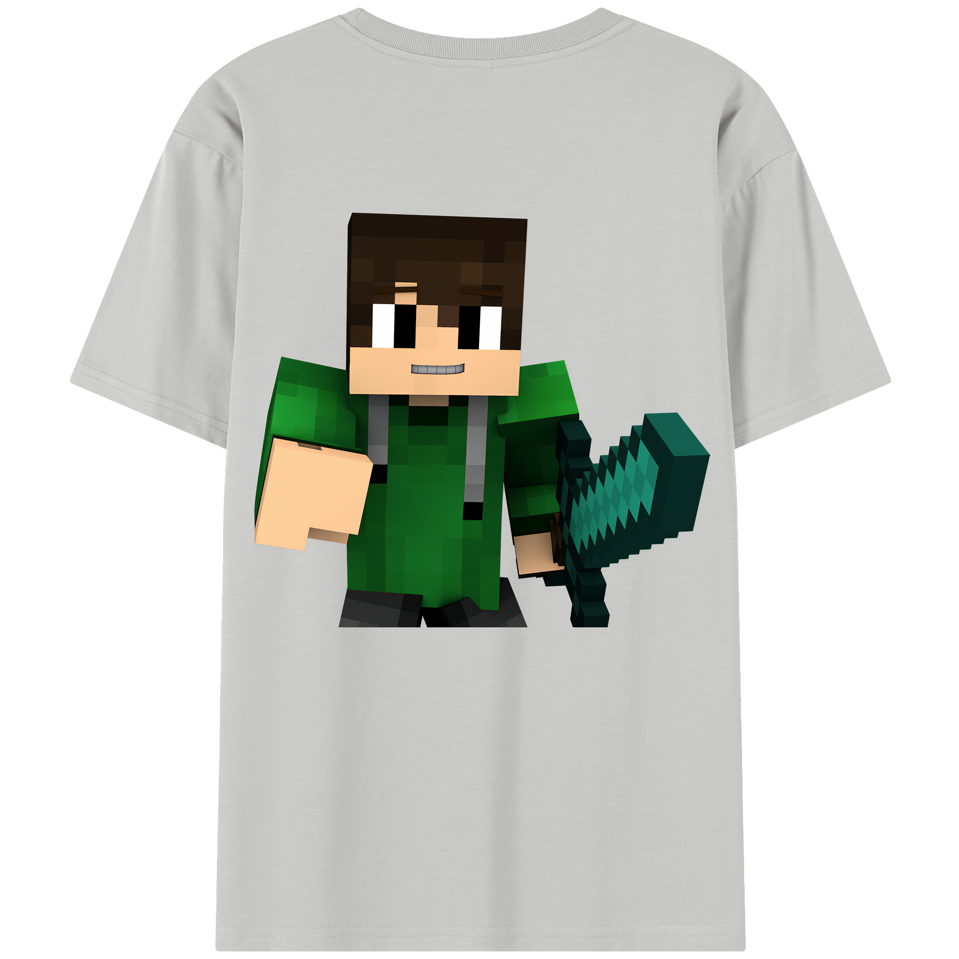 （画像用） マインクラフト ブロックの世界 Minecraft MC Block world 綿100％半袖Tシャツ（背面プリント）