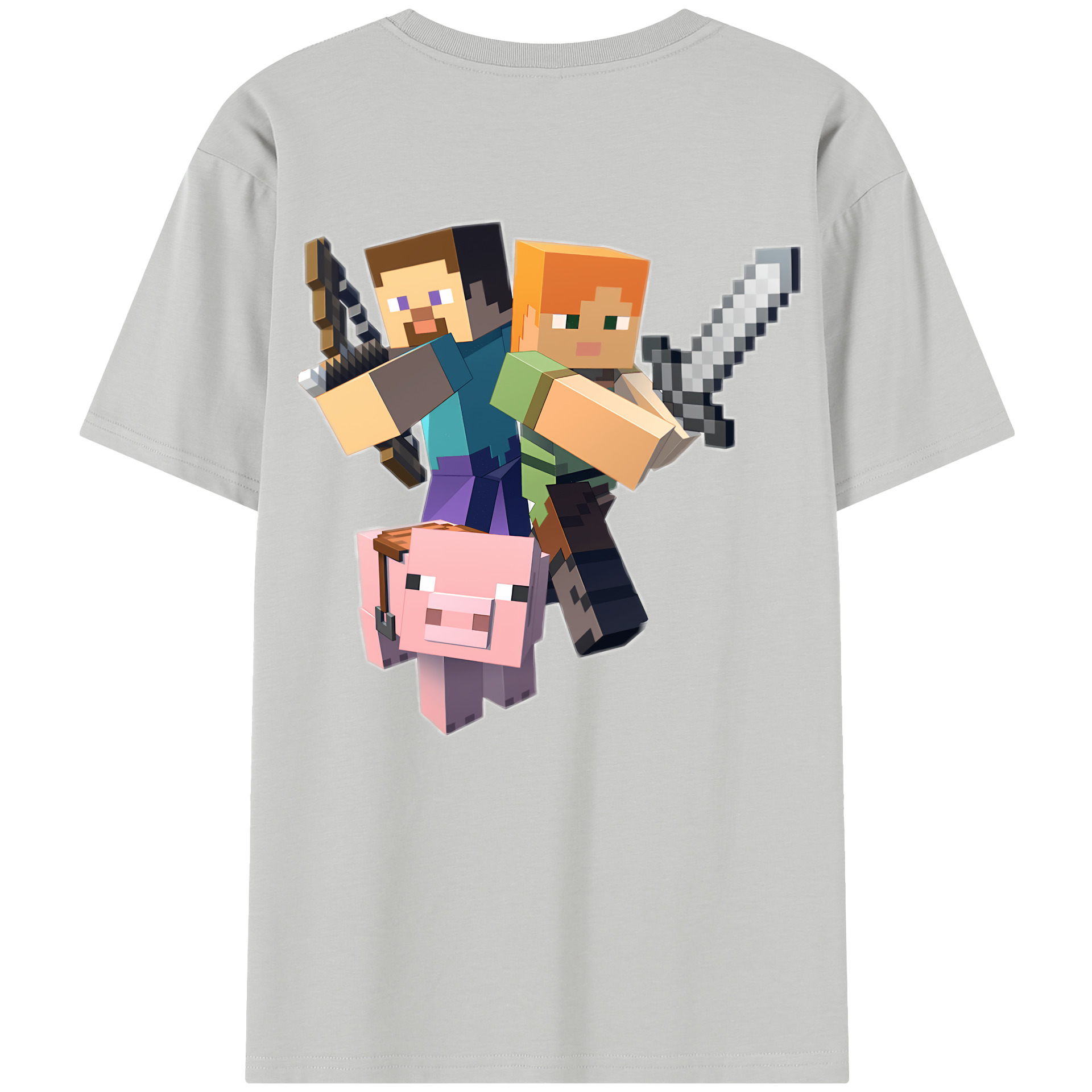 （画像用） マインクラフト ブロックの世界 Minecraft MC Block world 綿100％半袖Tシャツ（背面プリント）