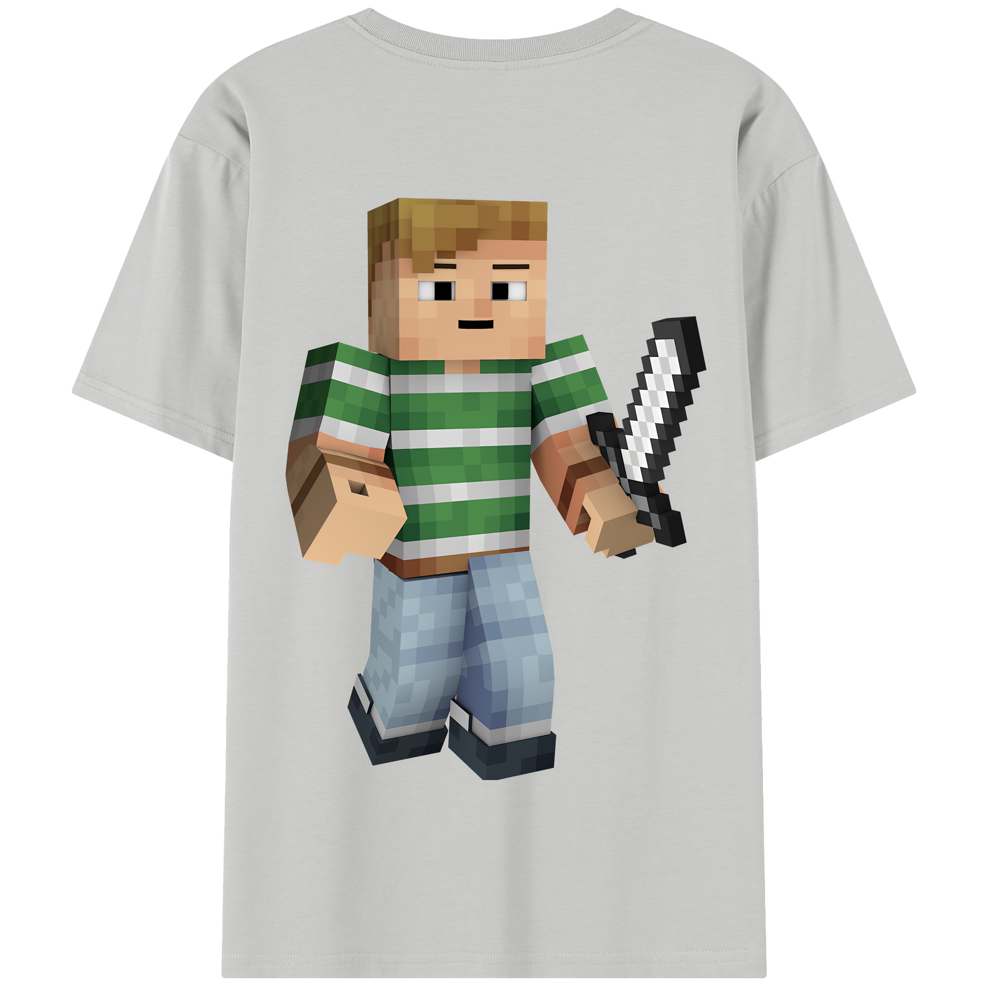 （画像用） マインクラフト ブロックの世界 Minecraft MC Block world 綿100％半袖Tシャツ（背面プリント）