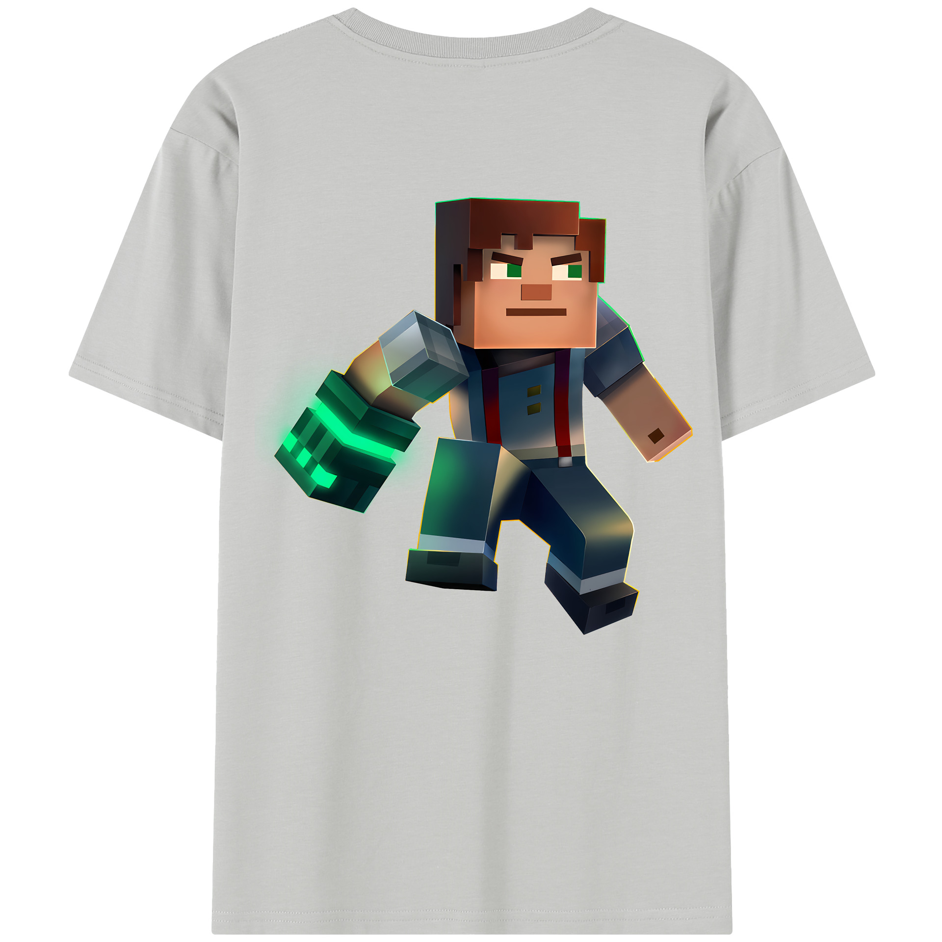 （画像用） マインクラフト ブロックの世界 Minecraft MC Block world 綿100％半袖Tシャツ（背面プリント）